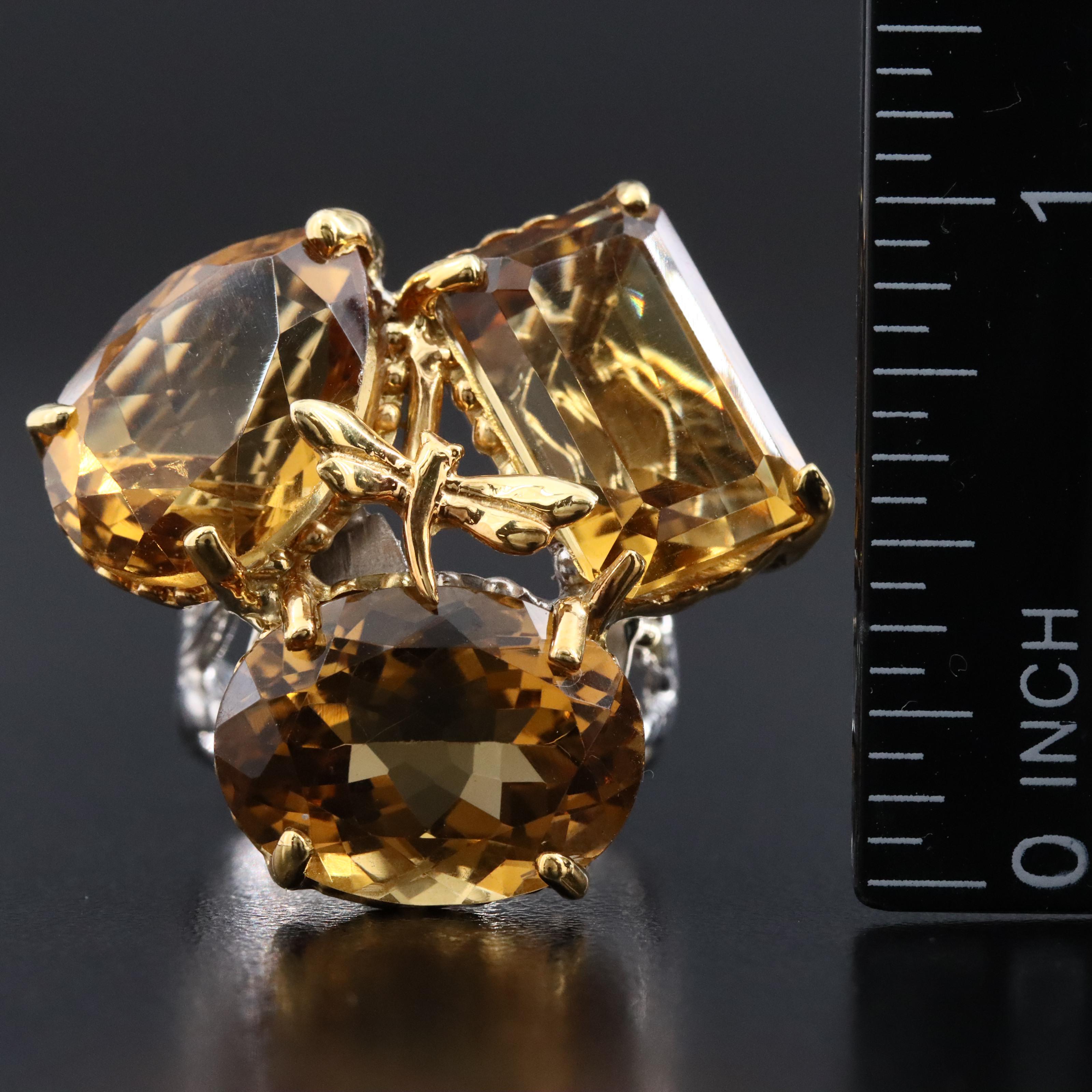 Sterling Citrine Dragonfly Ring