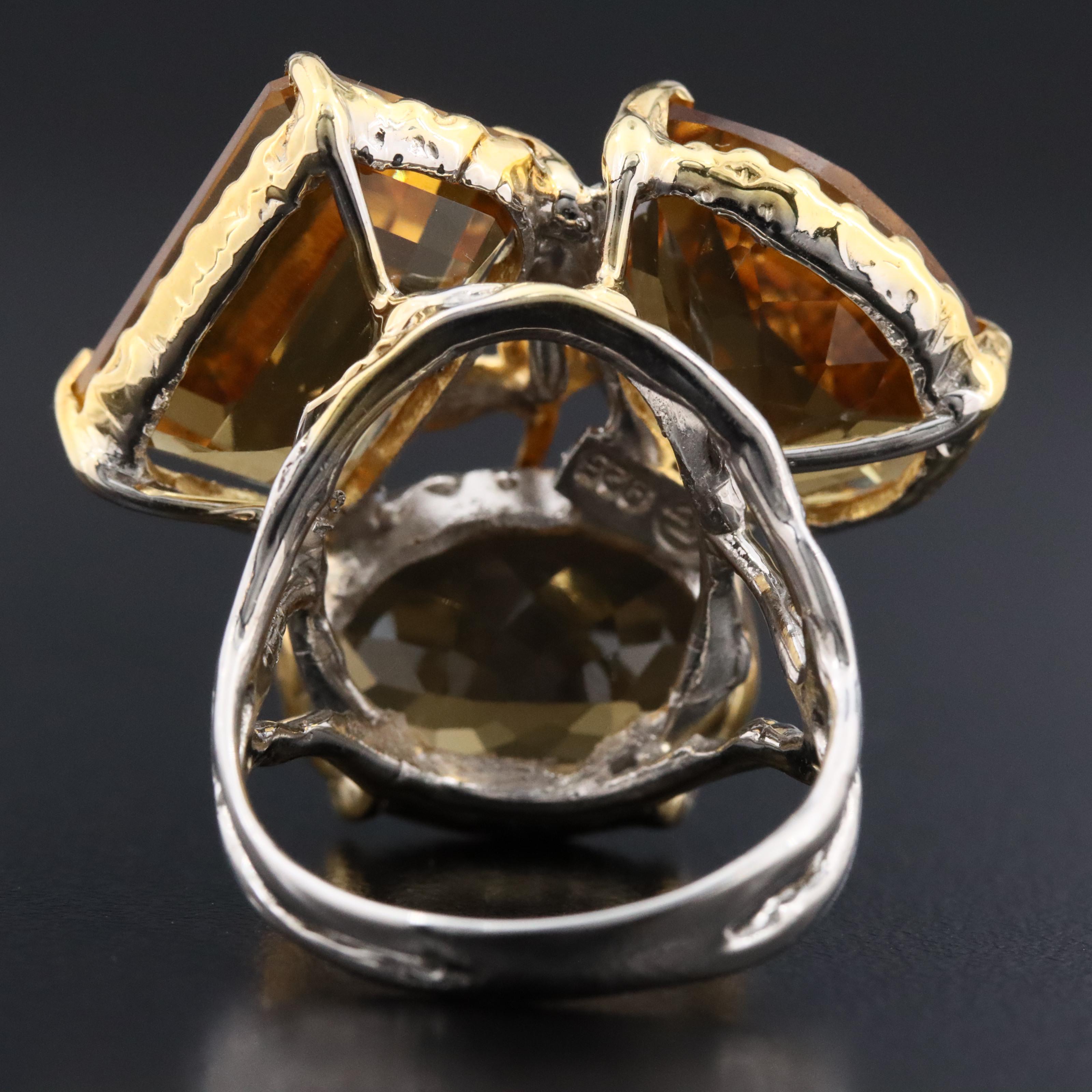 Sterling Citrine Dragonfly Ring
