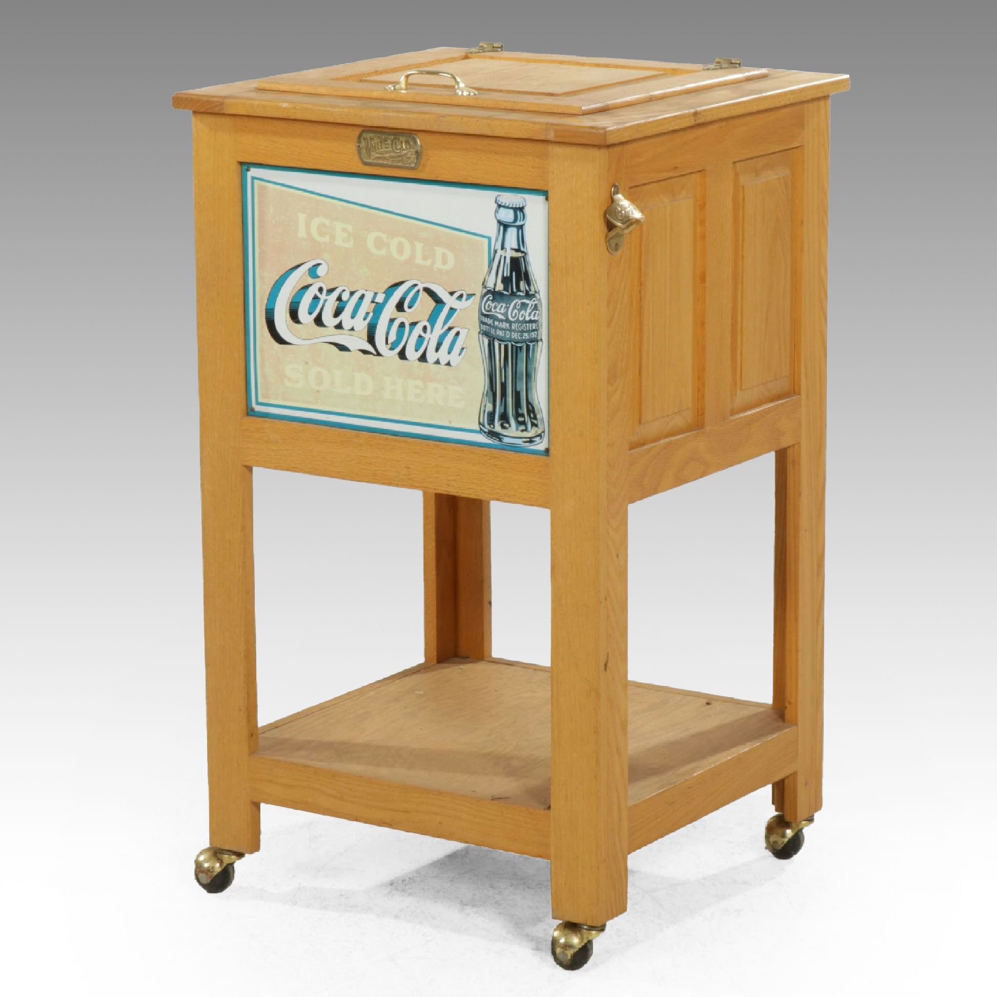 Simmons Hardware "White Clad" Oak Coca-Cola Cooler