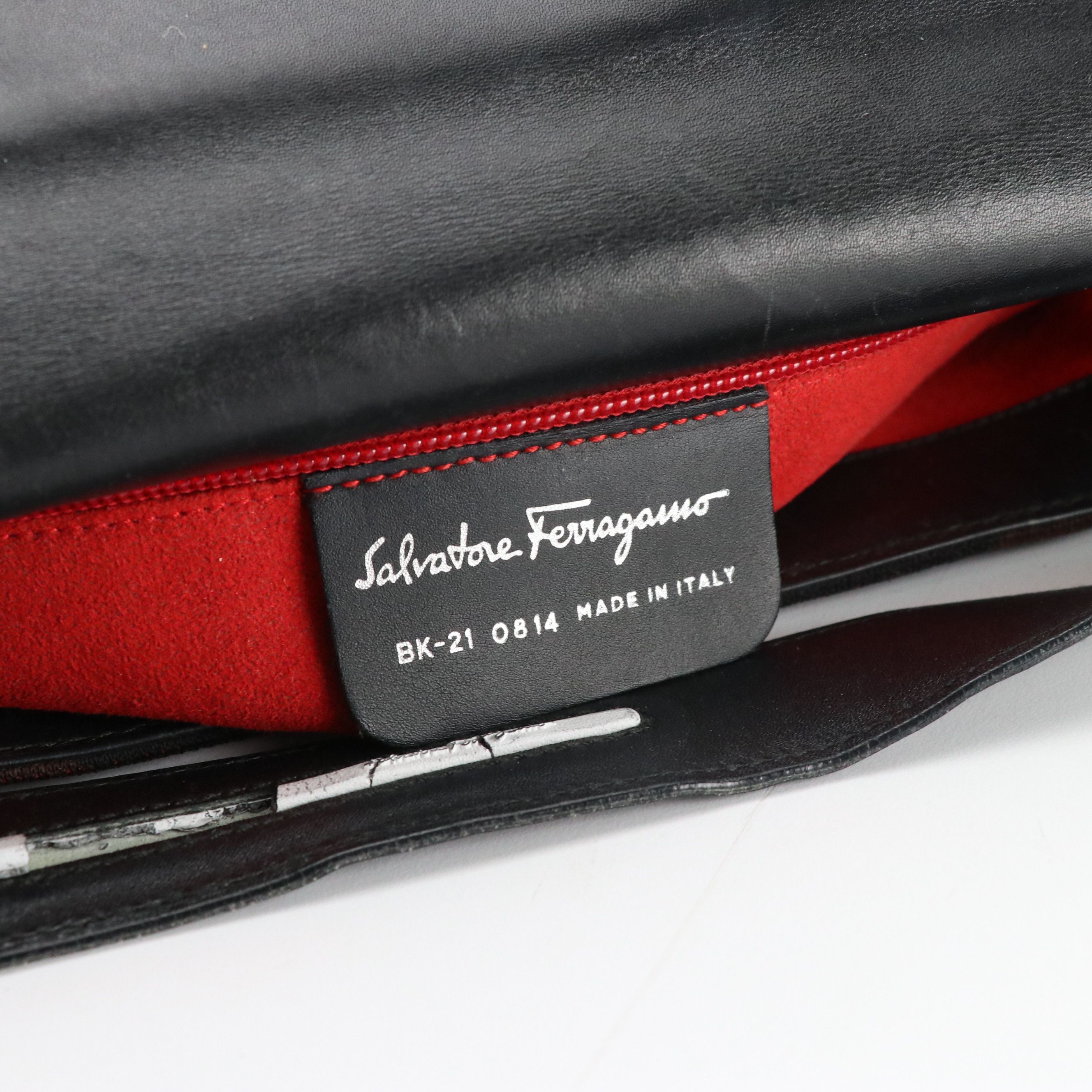 Salvatore Ferragamo Gancini Wool and Black Leather Front-Flap Shoulder Bag