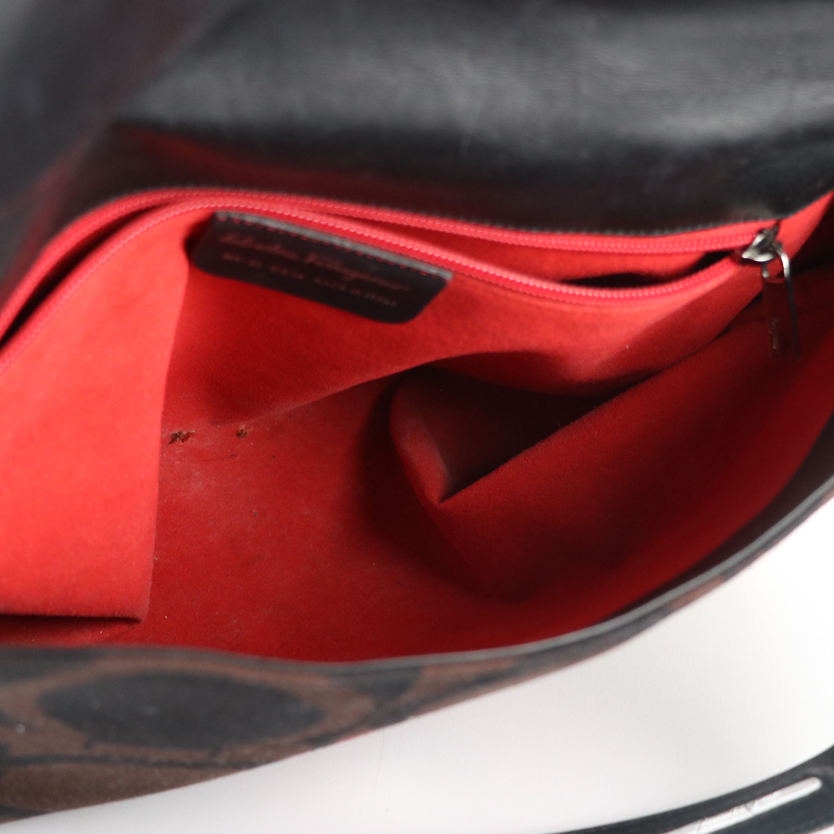 Salvatore Ferragamo Gancini Wool and Black Leather Front-Flap Shoulder Bag