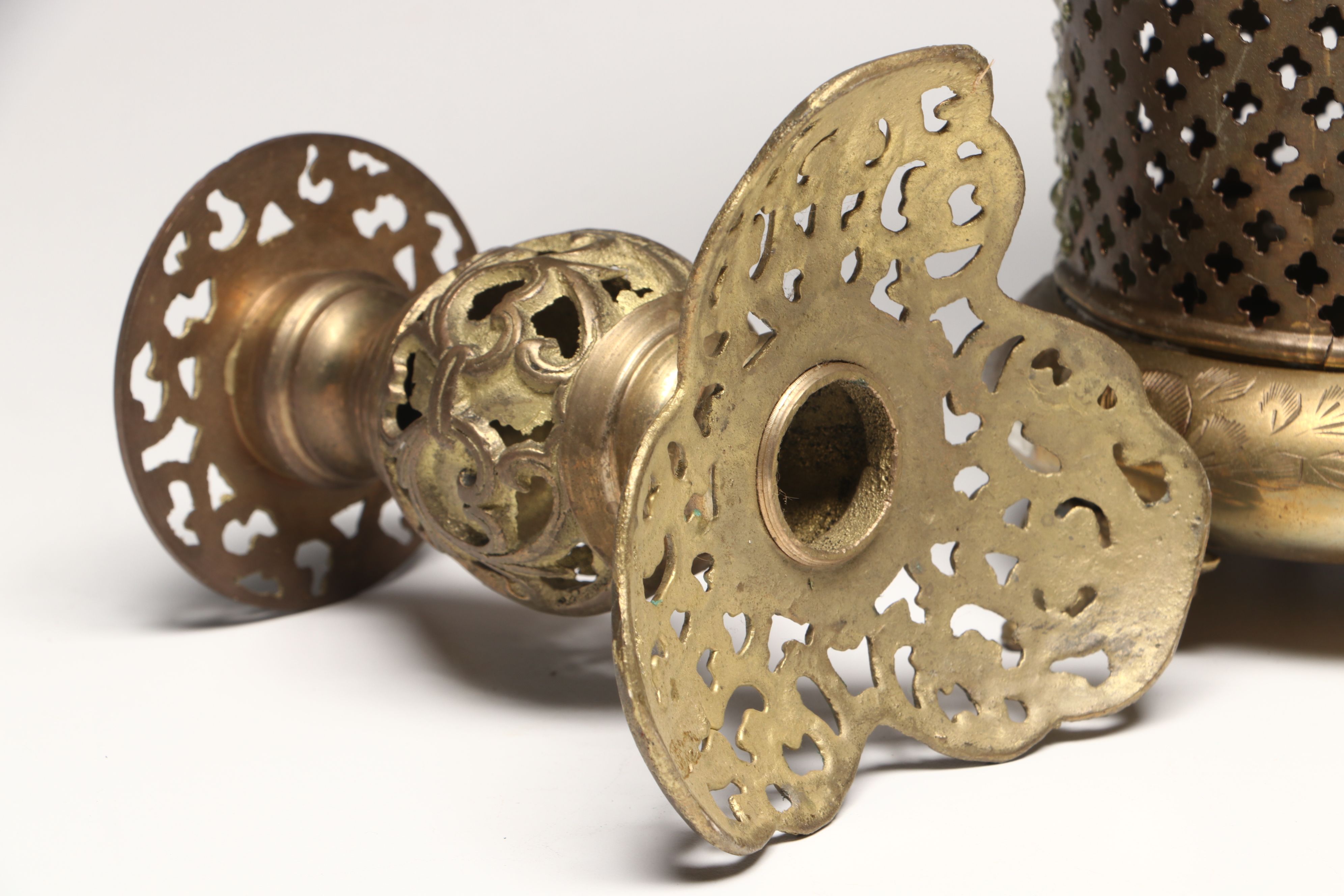 Indian Brass Censer with Other Metal Incense and Candle Holders