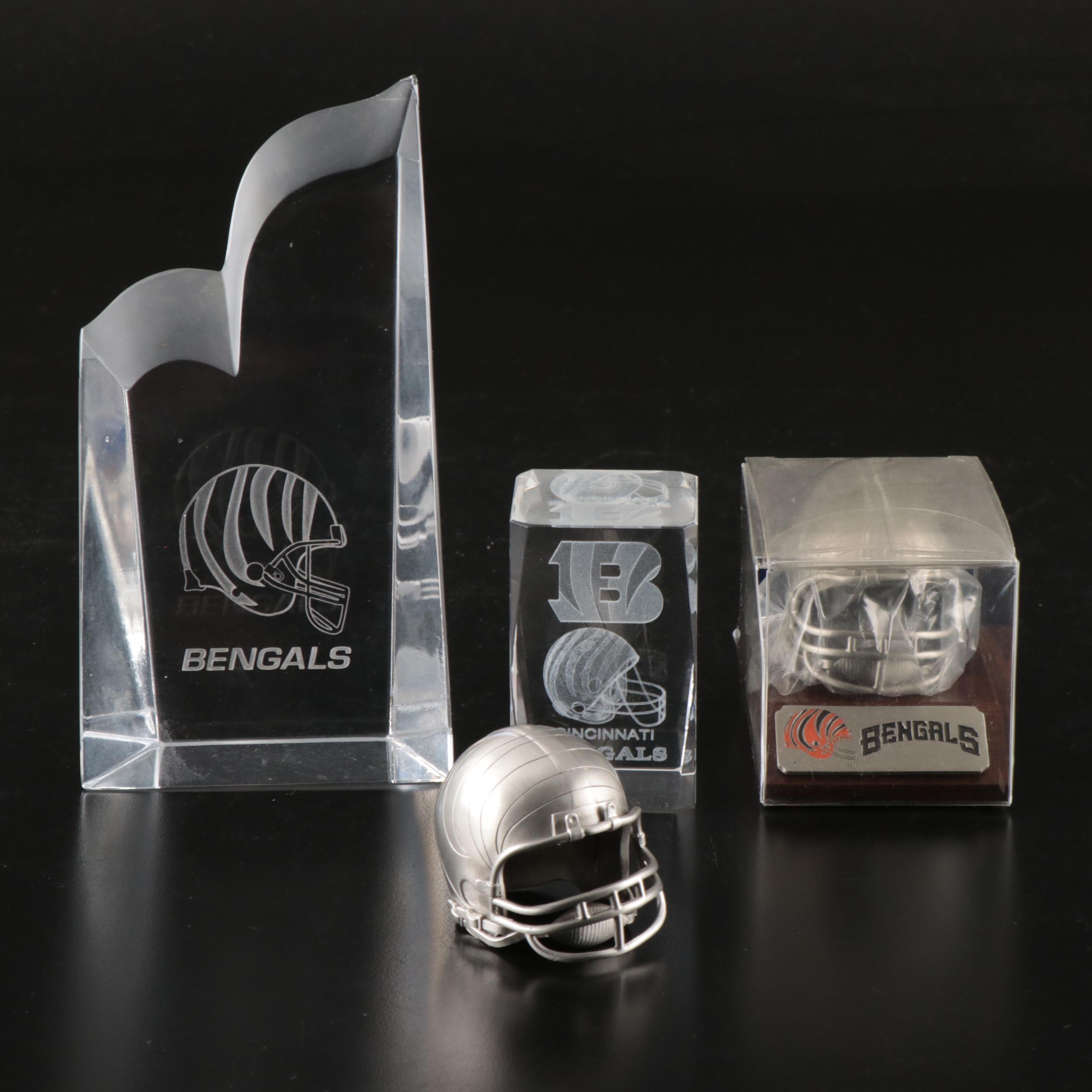 Cincinnati Bengals Laser Etched Glass and Pewter Desk Accessories