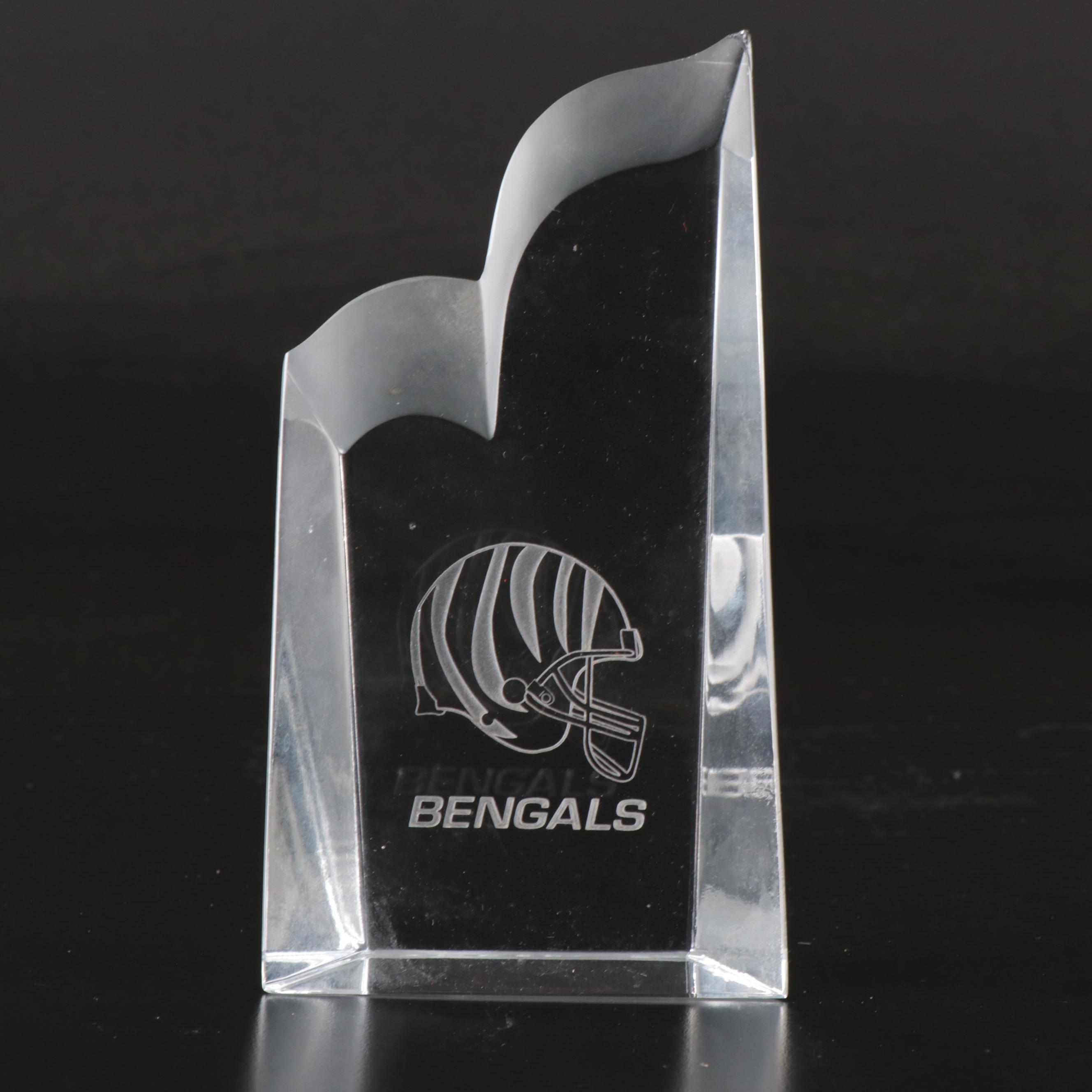 Cincinnati Bengals Laser Etched Glass and Pewter Desk Accessories