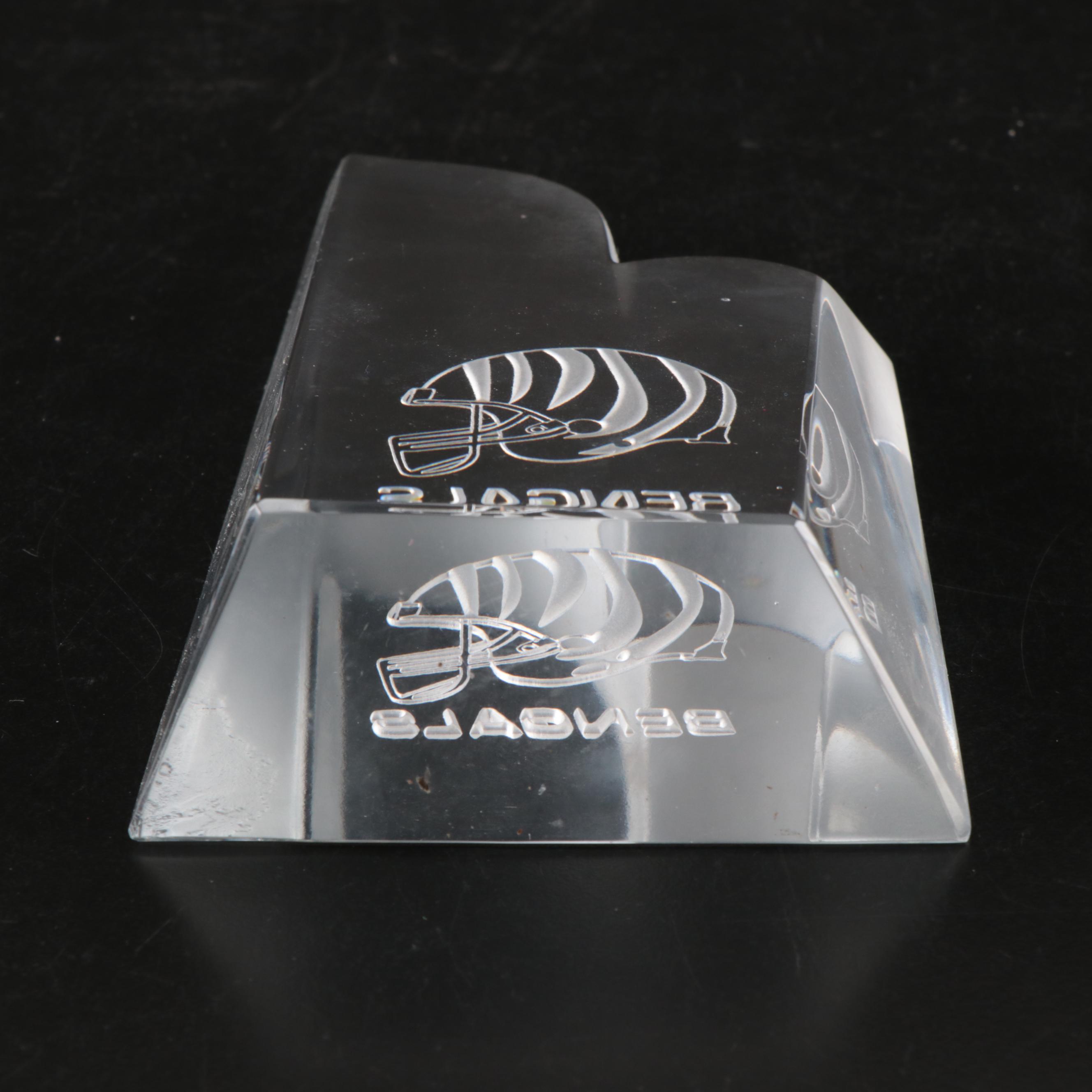 Cincinnati Bengals Laser Etched Glass and Pewter Desk Accessories