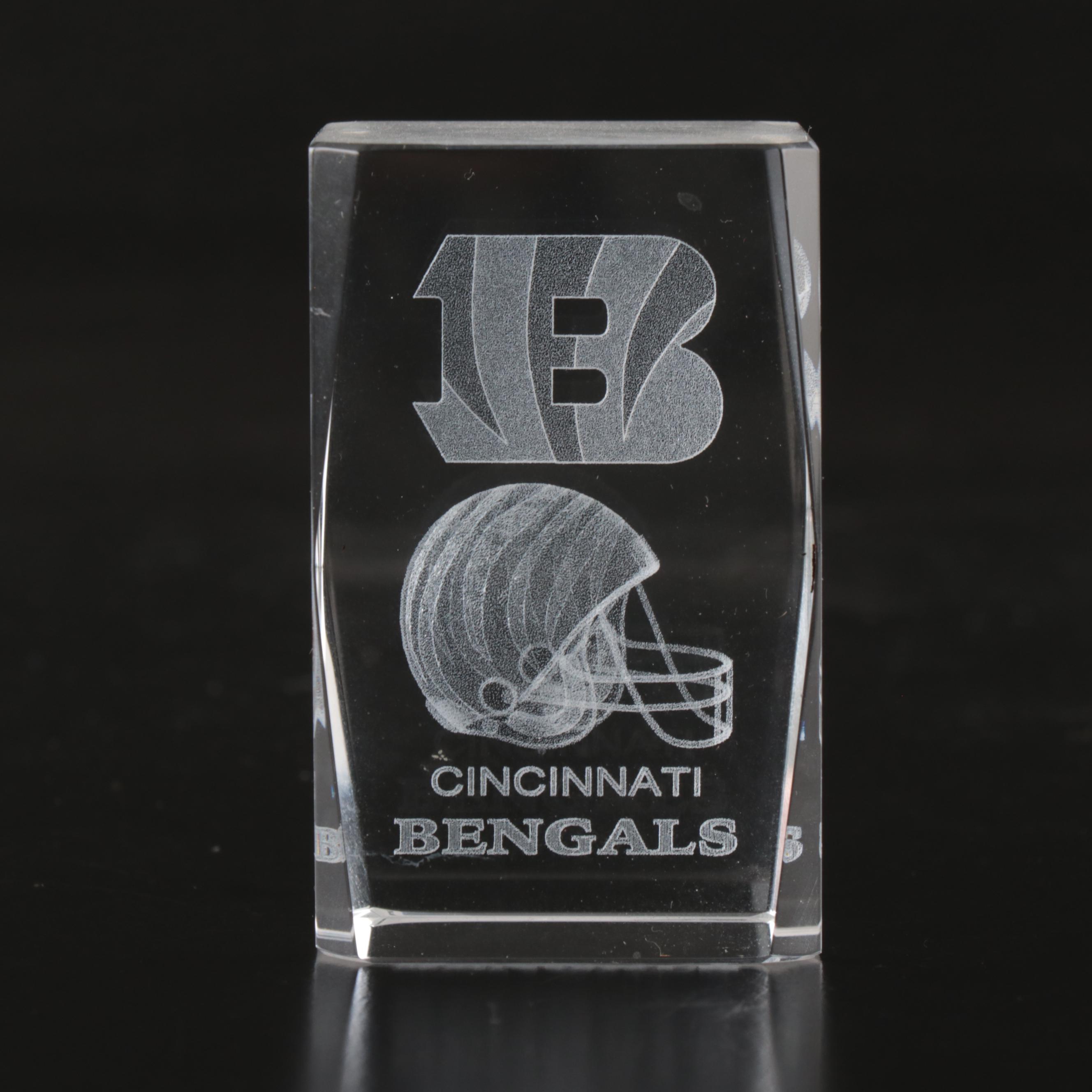 Cincinnati Bengals Laser Etched Glass and Pewter Desk Accessories