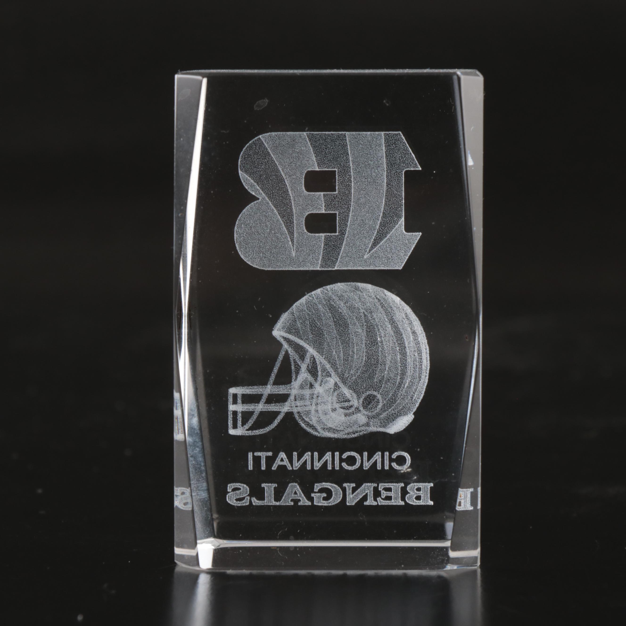 Cincinnati Bengals Laser Etched Glass and Pewter Desk Accessories