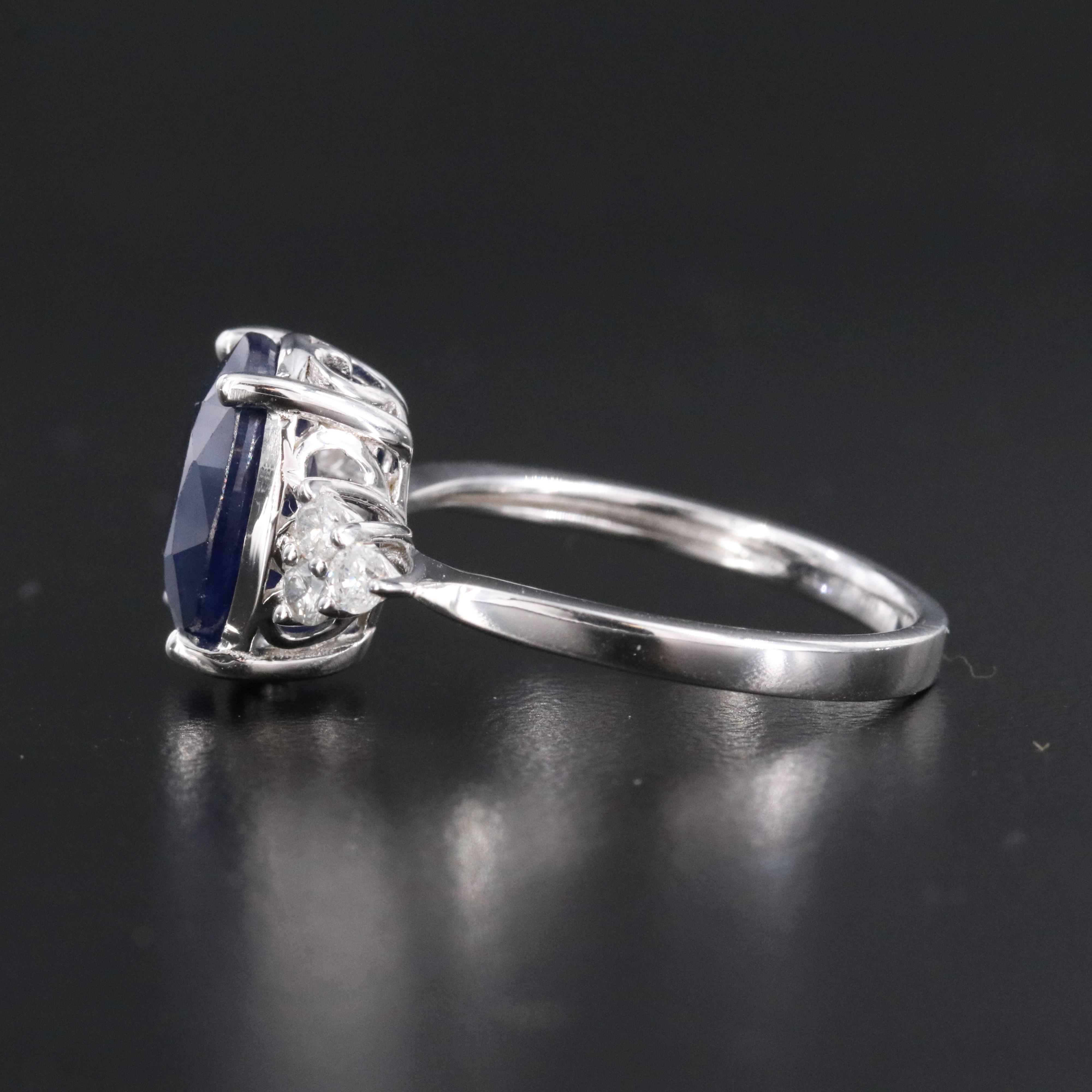 Oscar Friedman Sterling Sapphire and Diamond Ring