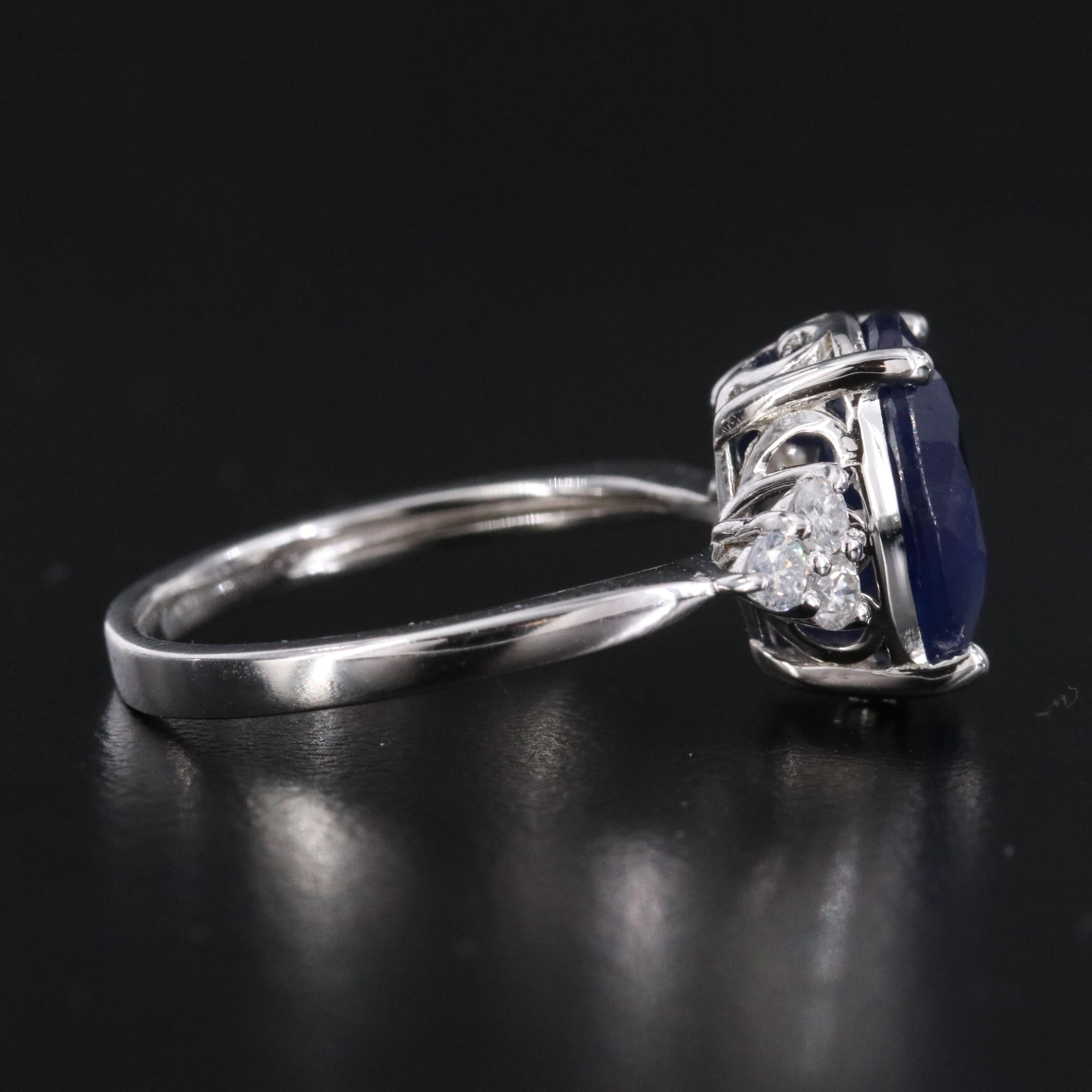 Oscar Friedman Sterling Sapphire and Diamond Ring