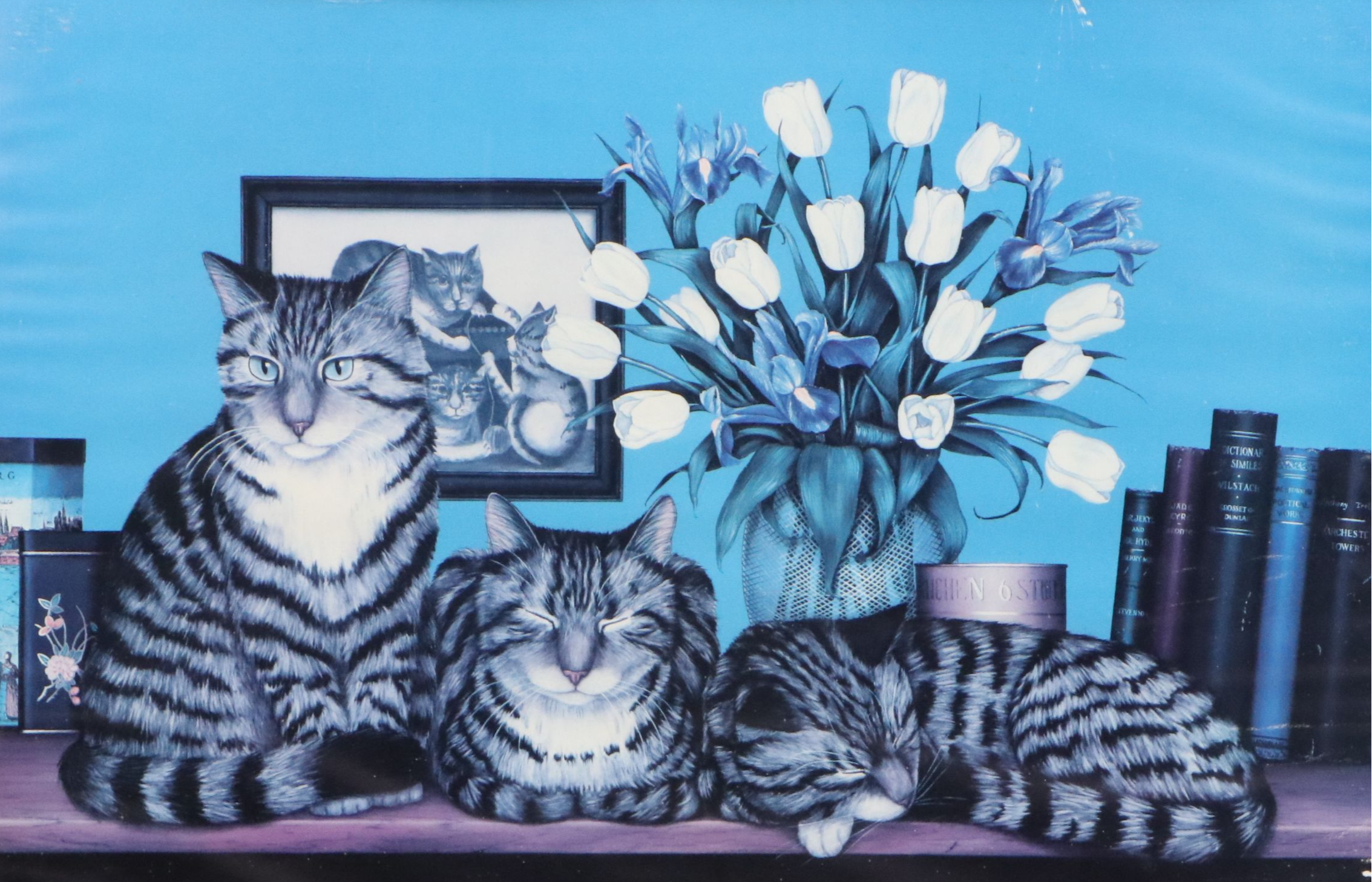 Offset Lithograph After Susan Powers "Three Tabby Cats," Late 20th Century