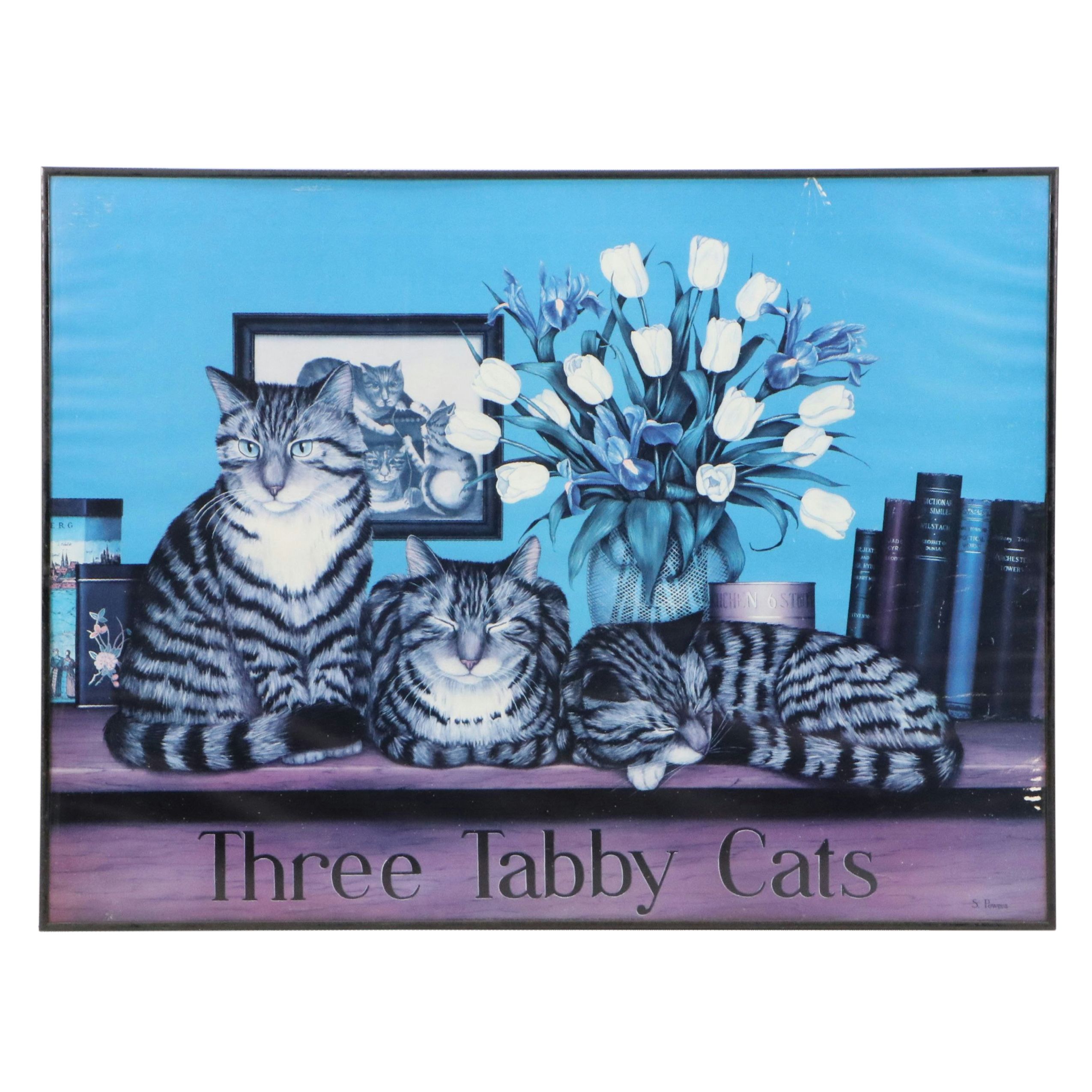 Offset Lithograph After Susan Powers "Three Tabby Cats," Late 20th Century