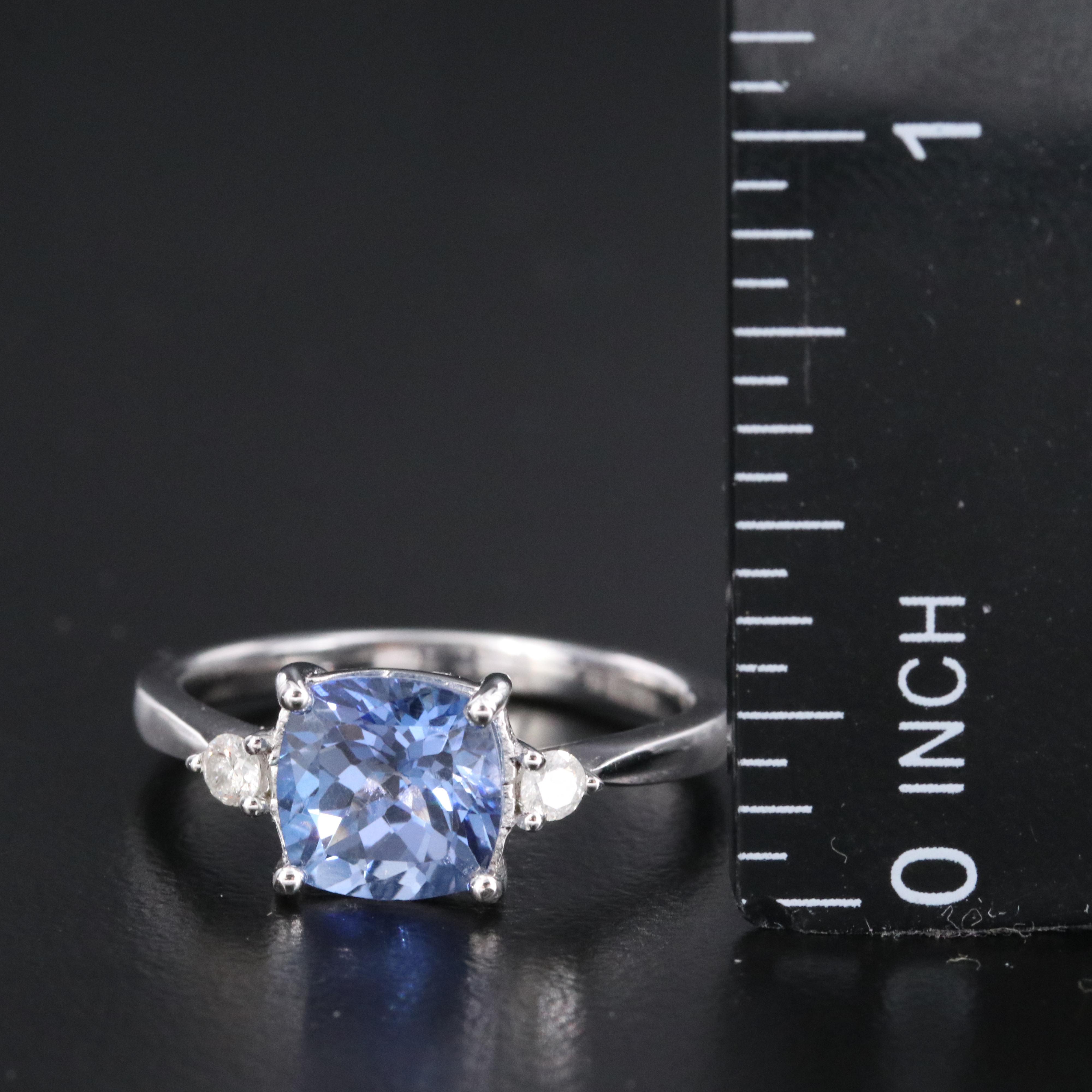 Oscar Friedman Sterling Iolite and Diamond Ring