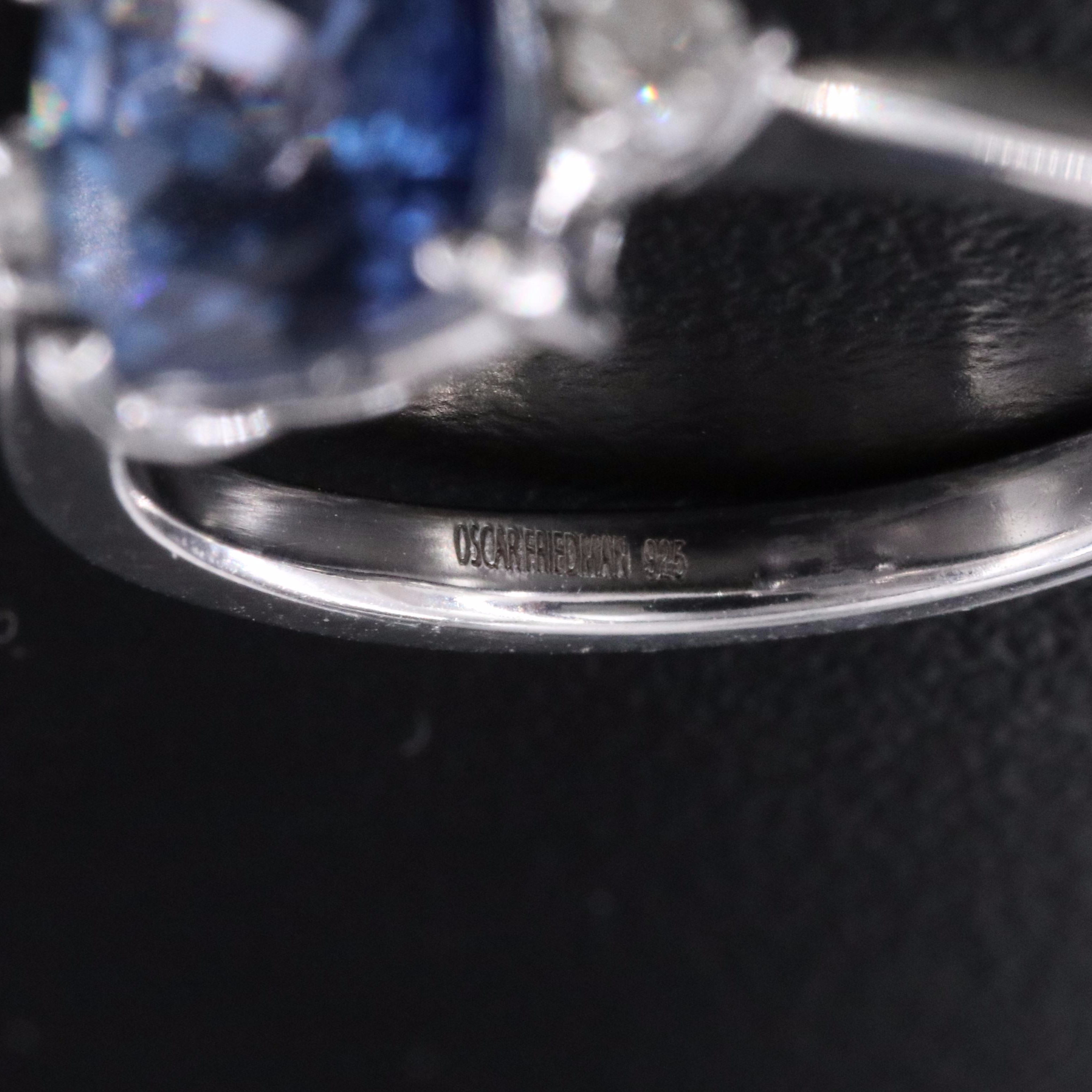 Oscar Friedman Sterling Iolite and Diamond Ring