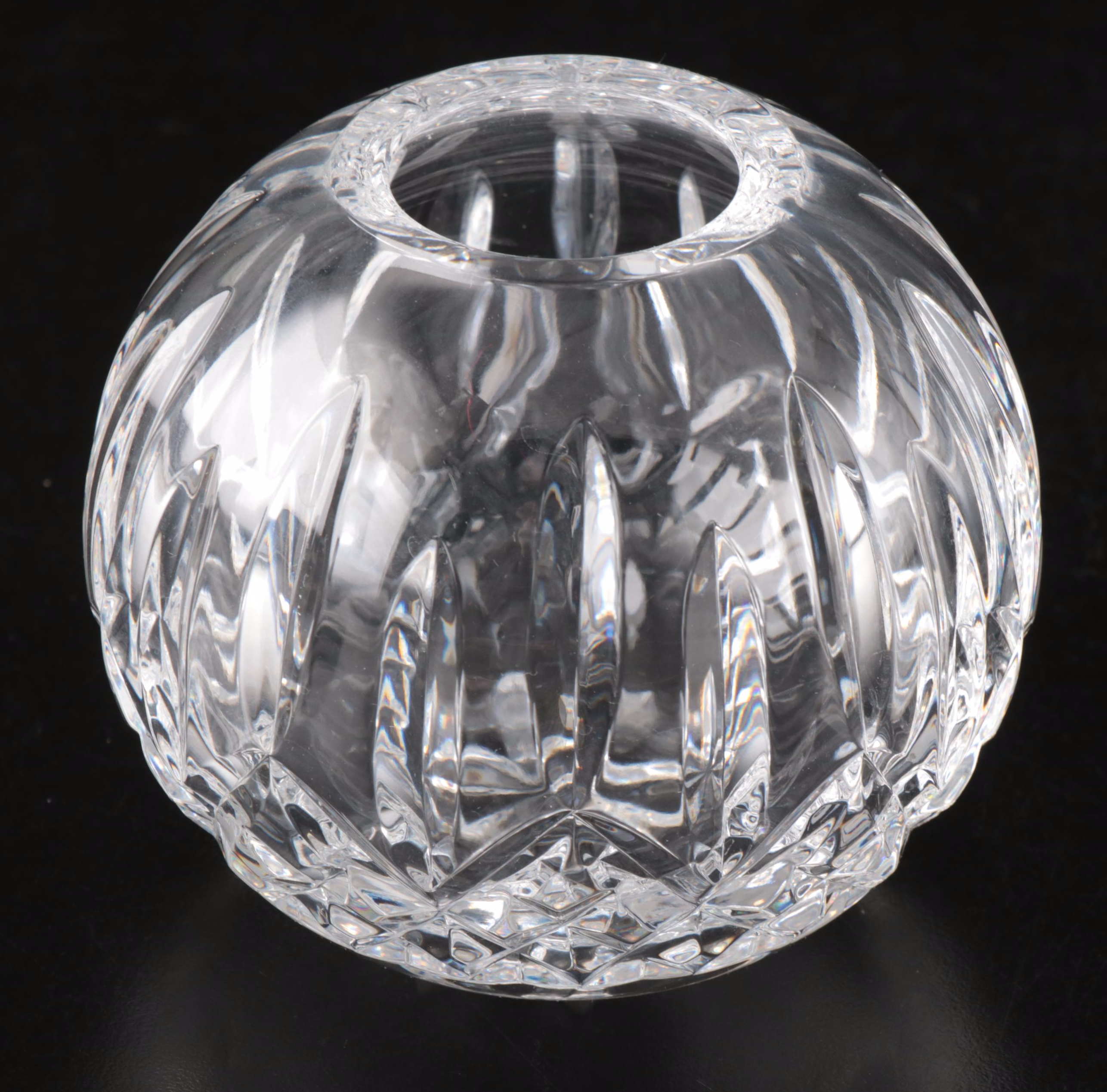Waterford Crystal Seahorse Paperweight and "Lismore" Rose Bowl Vase
