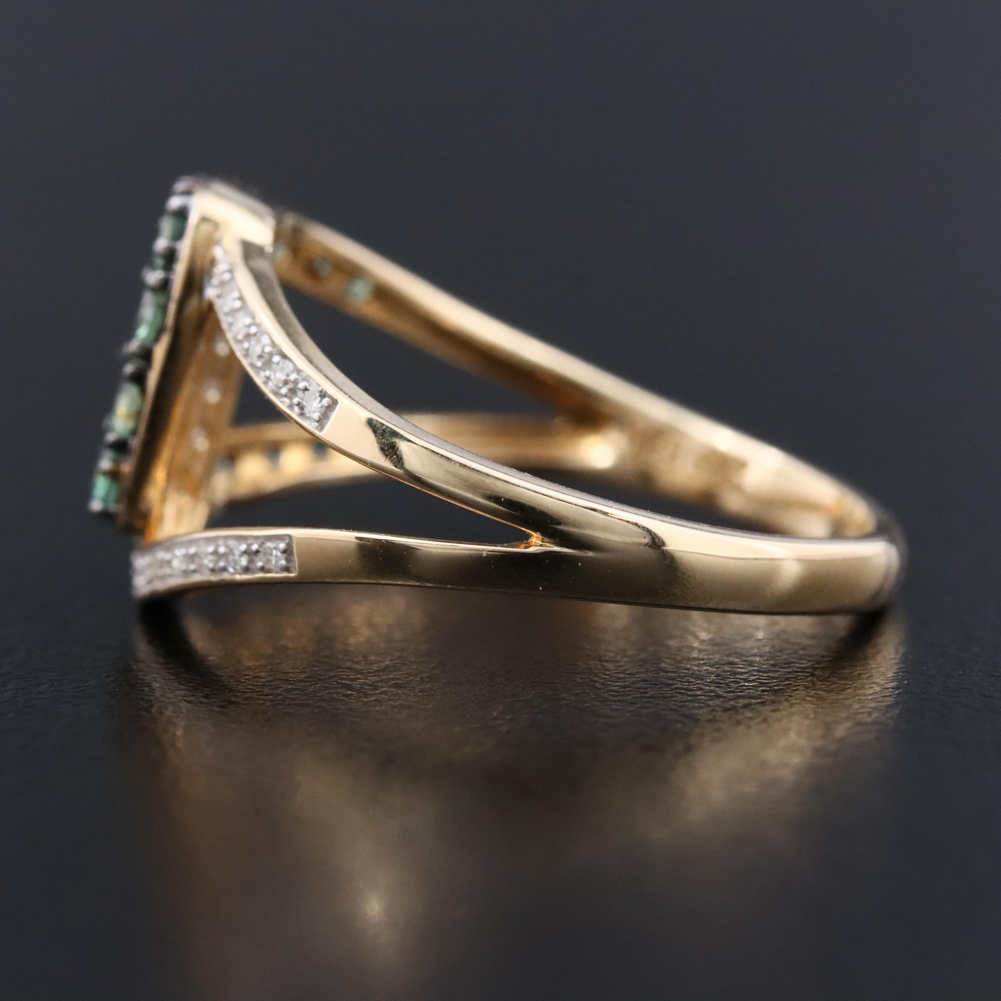 14K Alexandrite and Diamond Geometric Buckle Ring