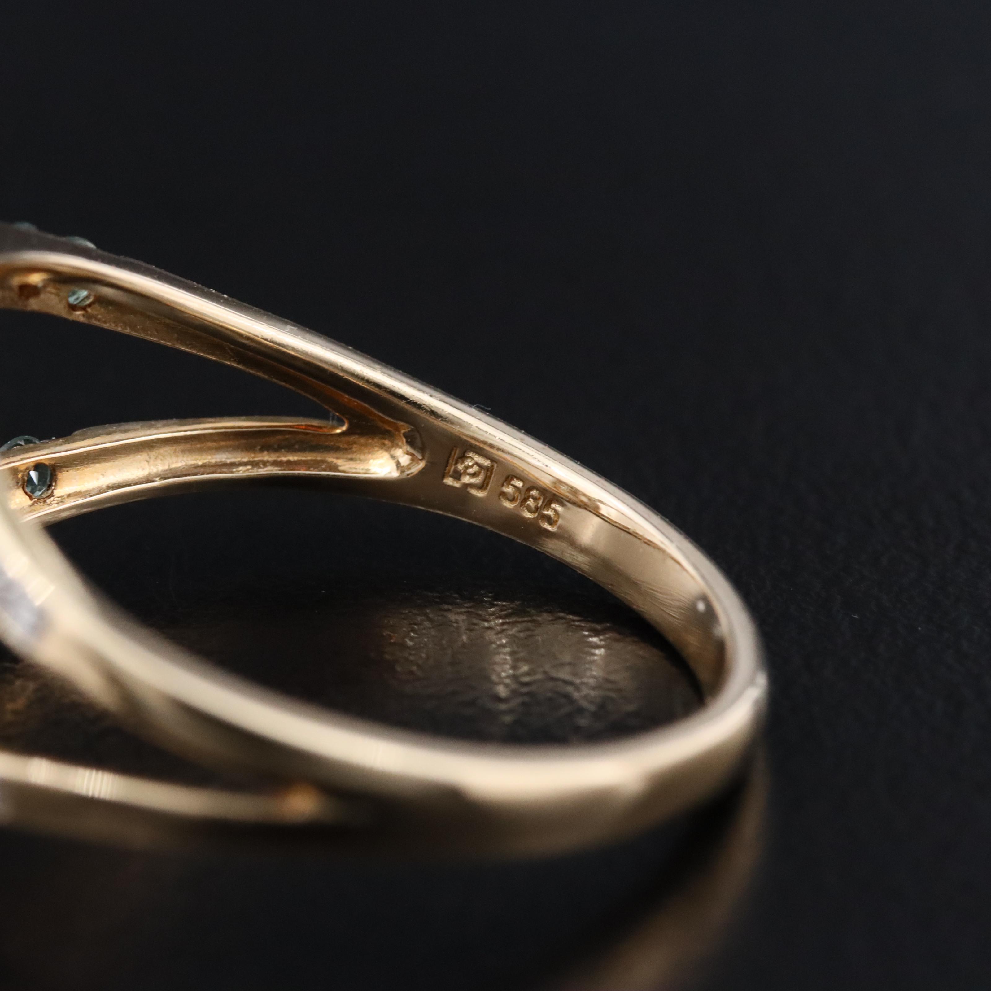 14K Alexandrite and Diamond Geometric Buckle Ring