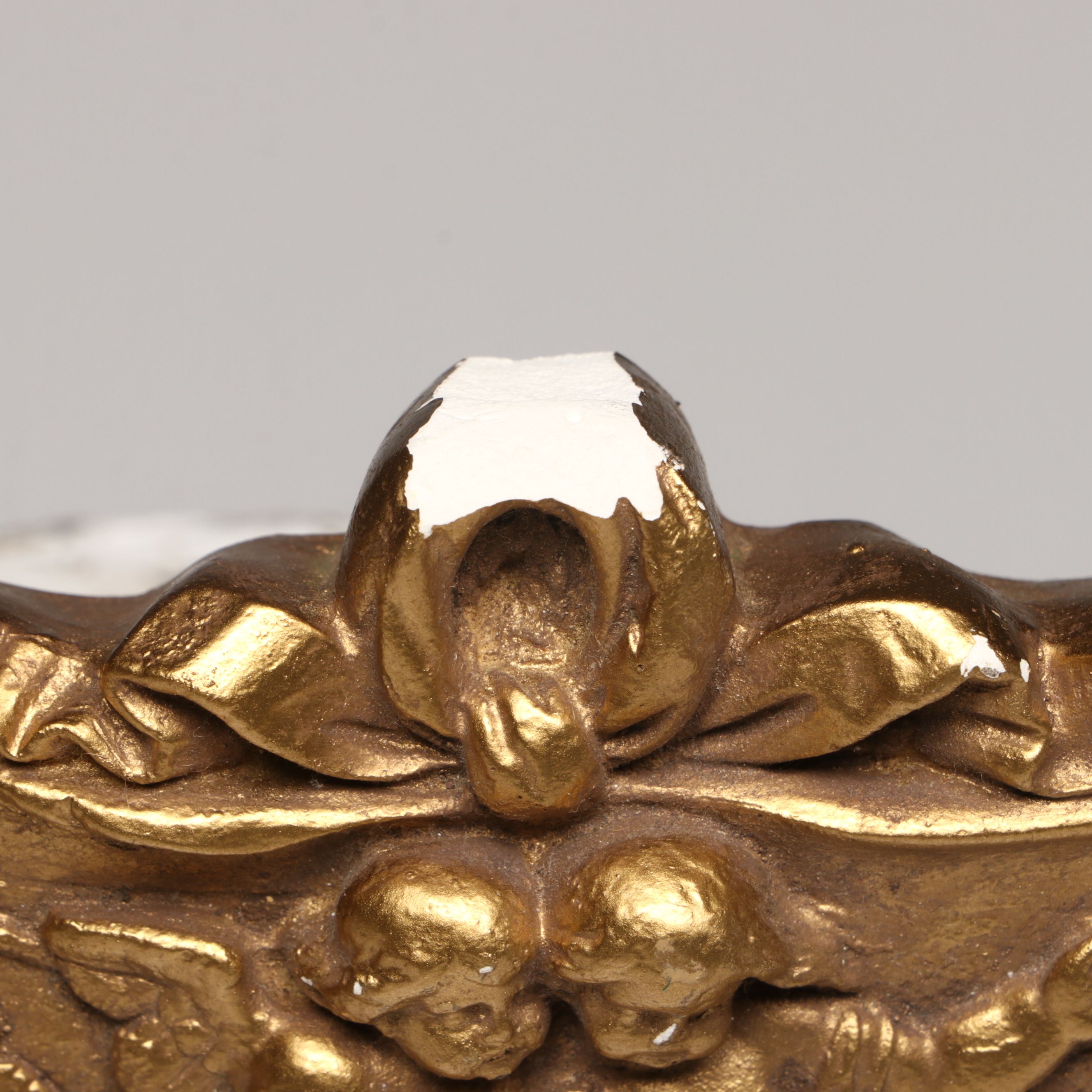 Gargoyles Studio Gilt Finish Chalkware Mirror with Gilt Finish Plaster Sculpture