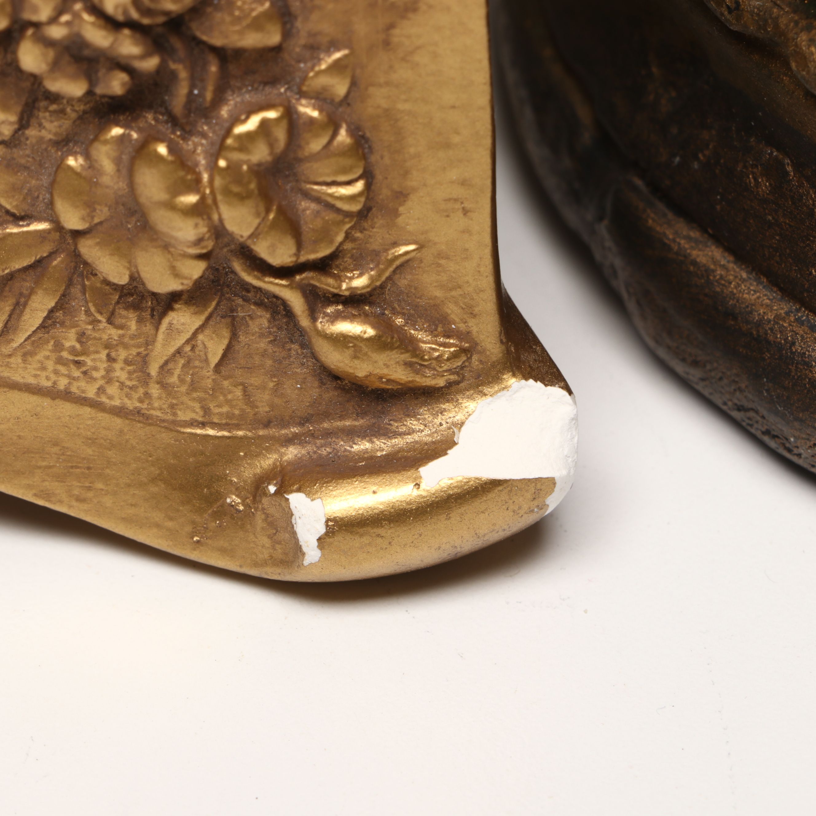 Gargoyles Studio Gilt Finish Chalkware Mirror with Gilt Finish Plaster Sculpture