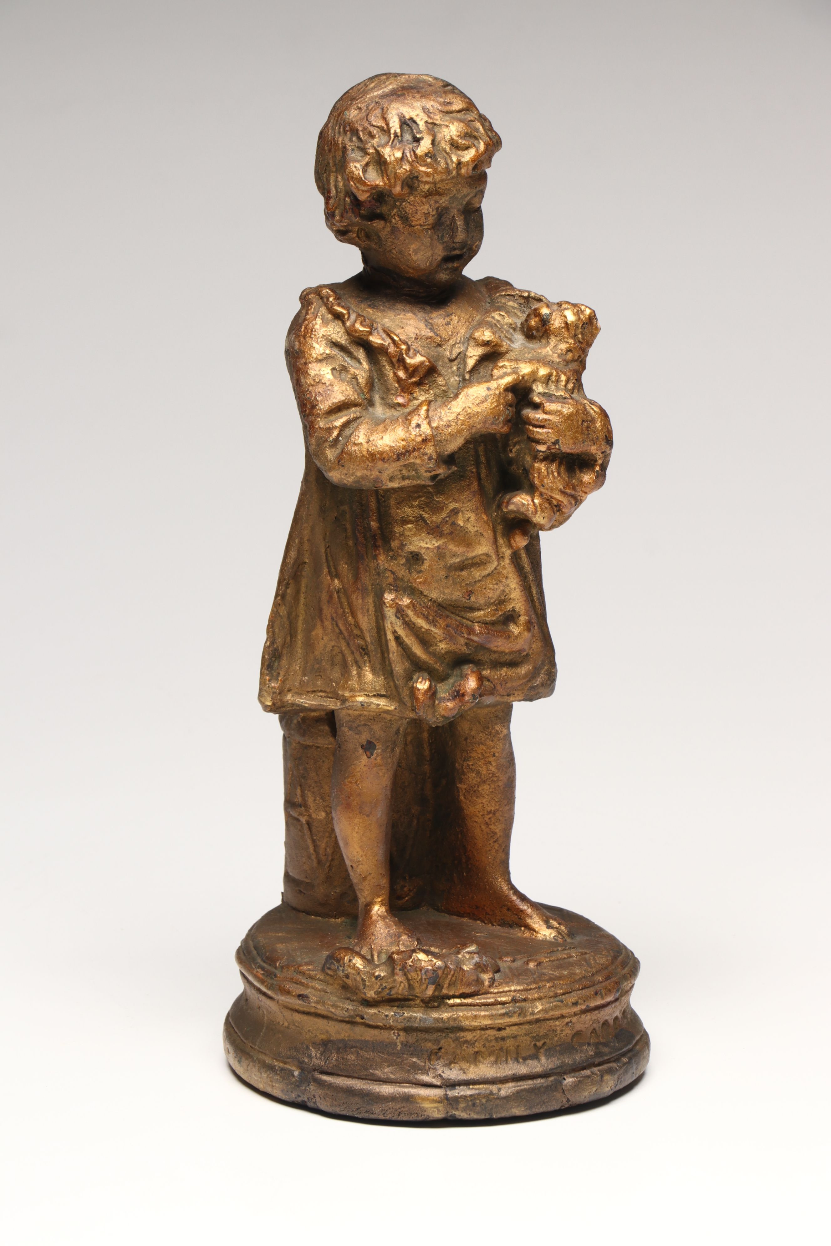 Gargoyles Studio Gilt Finish Chalkware Mirror with Gilt Finish Plaster Sculpture