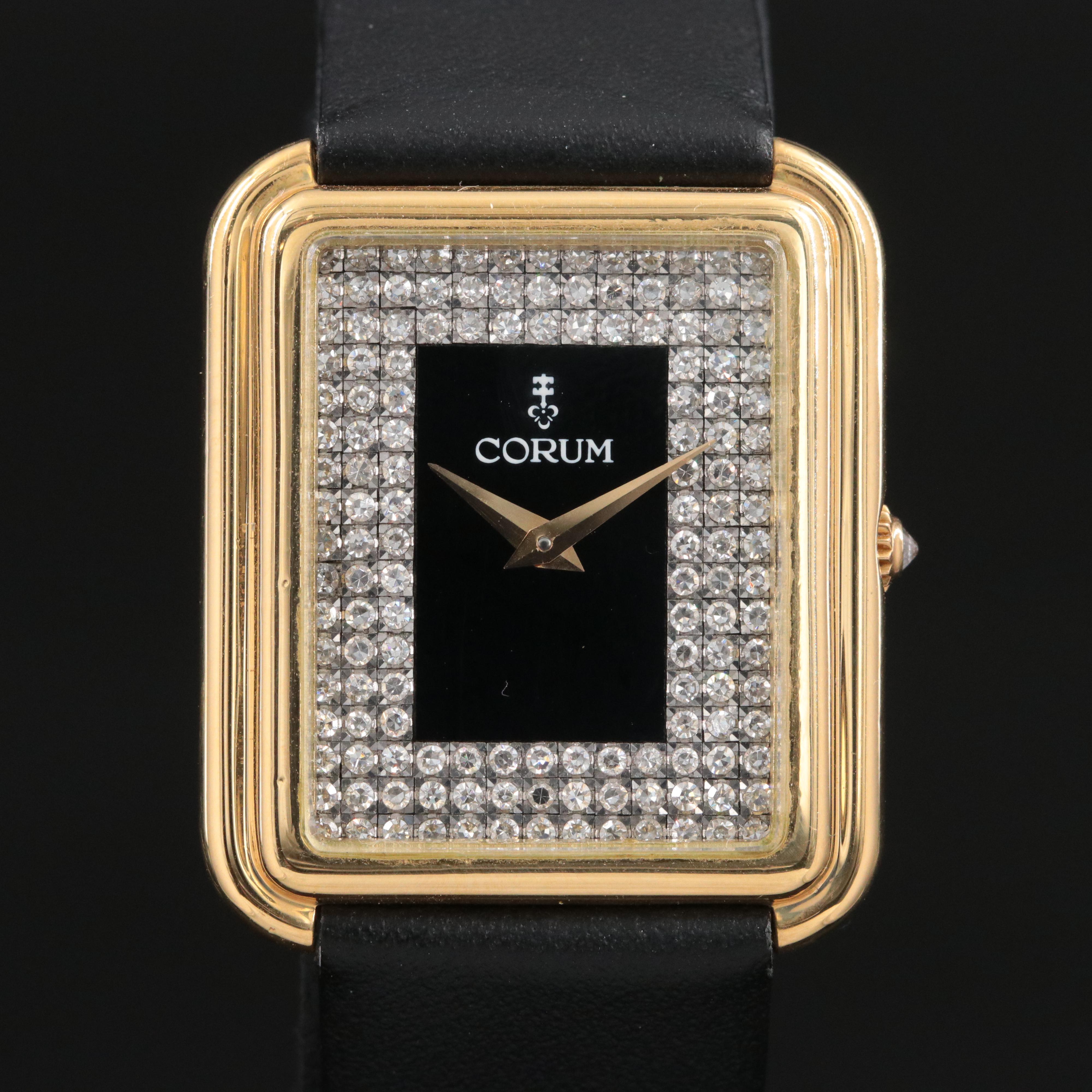 Corum Peacock 18K Yellow Gold Diamonds Manual Wind Wristwatch Model #27218