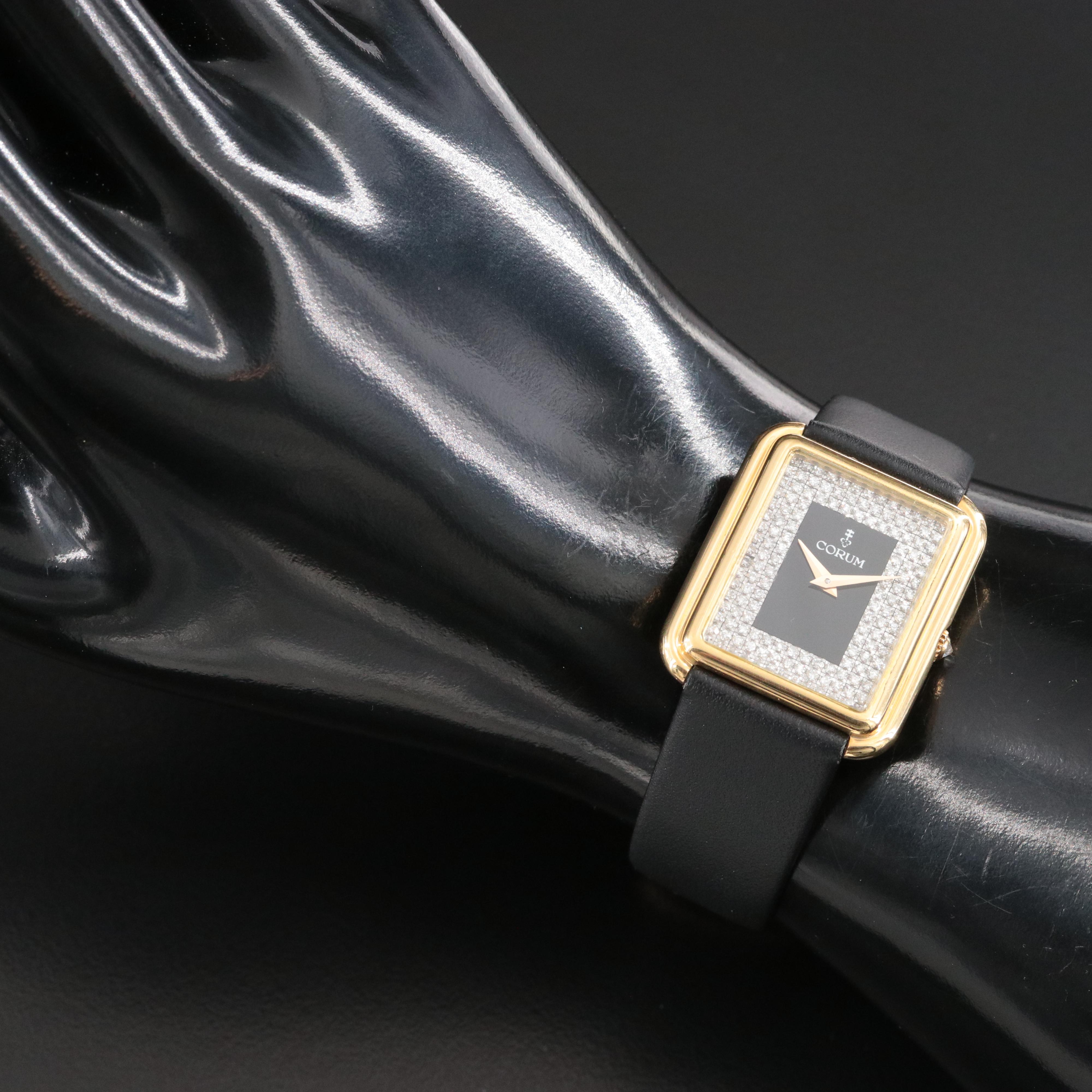 Corum Peacock 18K Yellow Gold Diamonds Manual Wind Wristwatch Model #27218