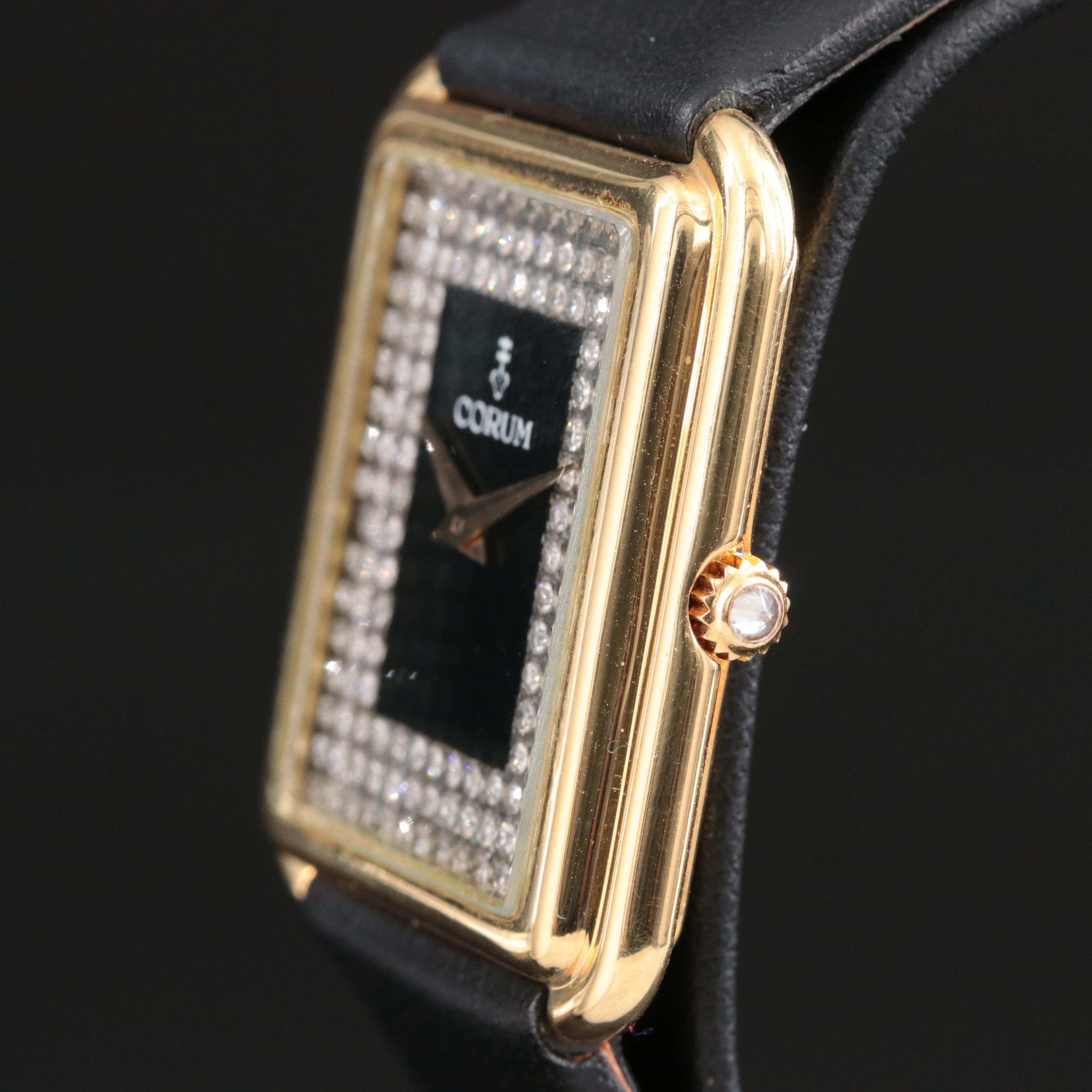 Corum Peacock 18K Yellow Gold Diamonds Manual Wind Wristwatch Model #27218