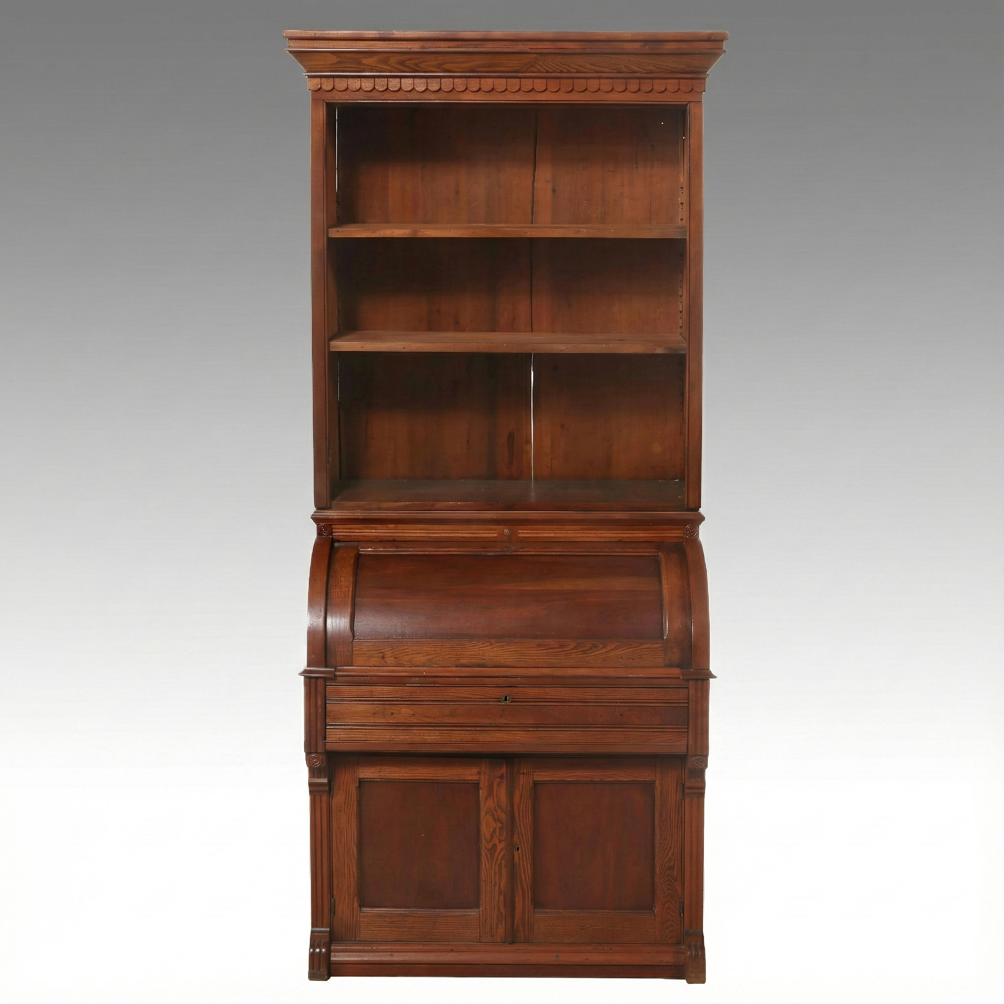 Eastlake Style Oak Roll-Top Secretary Desk, Late 19th/Early 20th Century