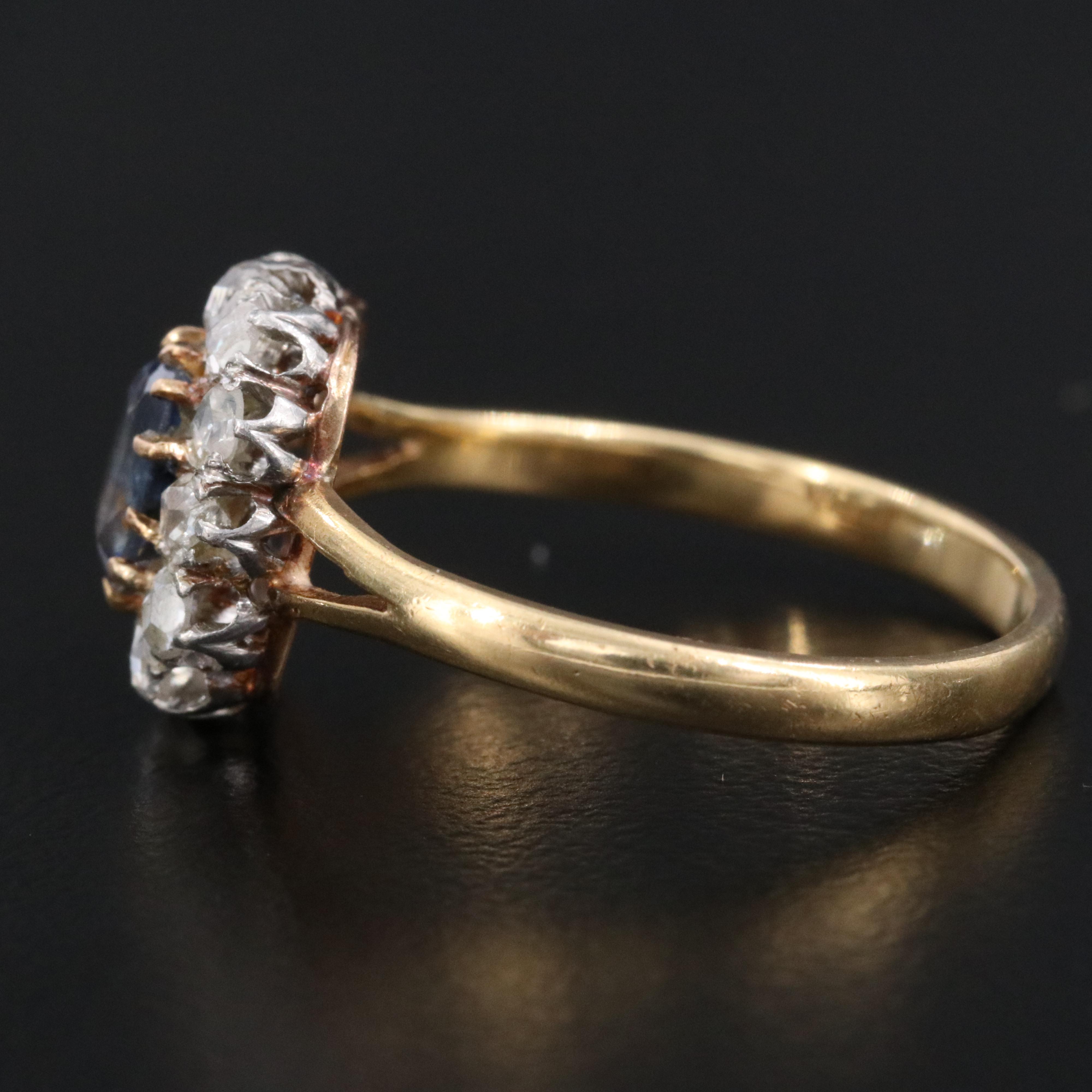 Antique 18K Sapphire and Diamond Ring with Platinum Settings