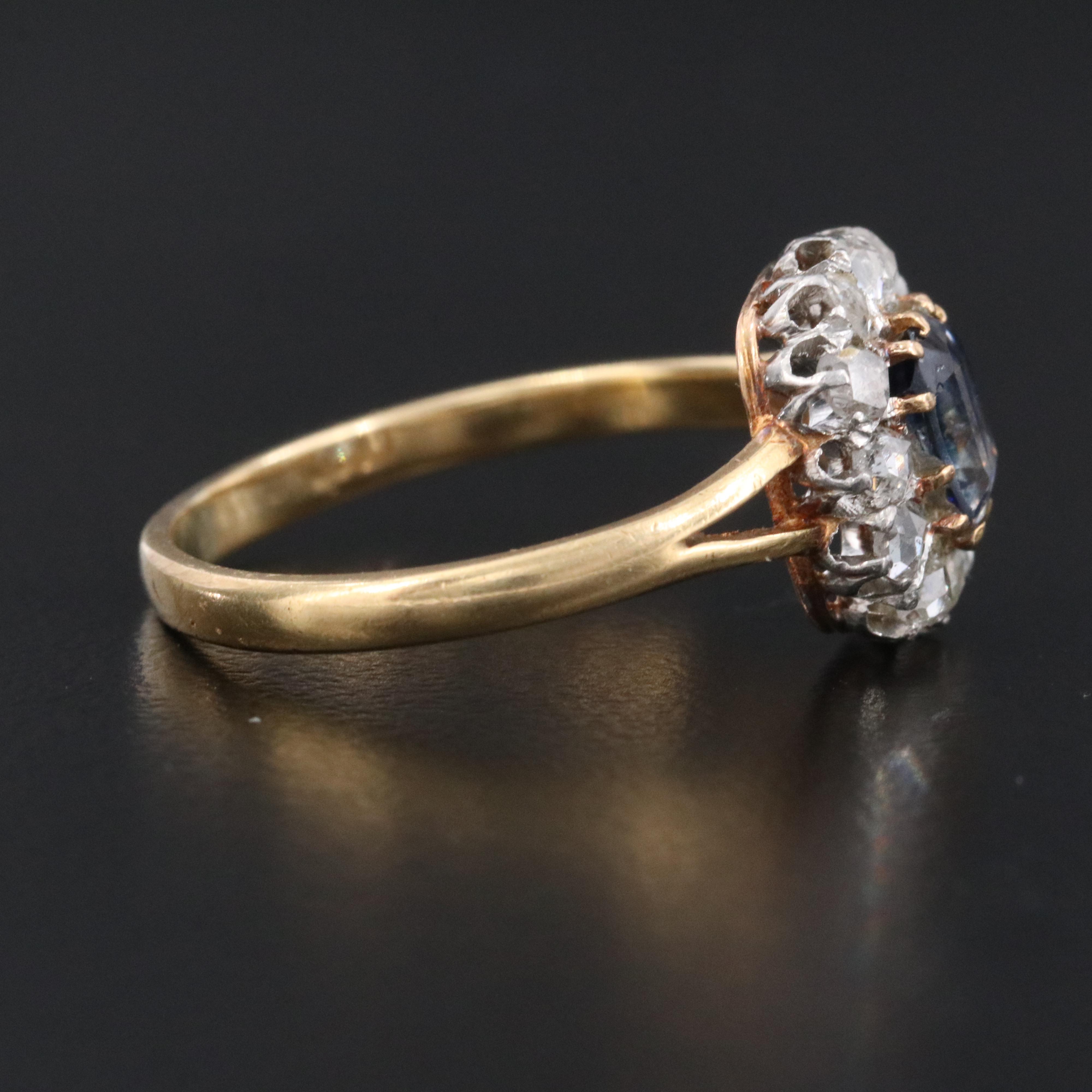 Antique 18K Sapphire and Diamond Ring with Platinum Settings