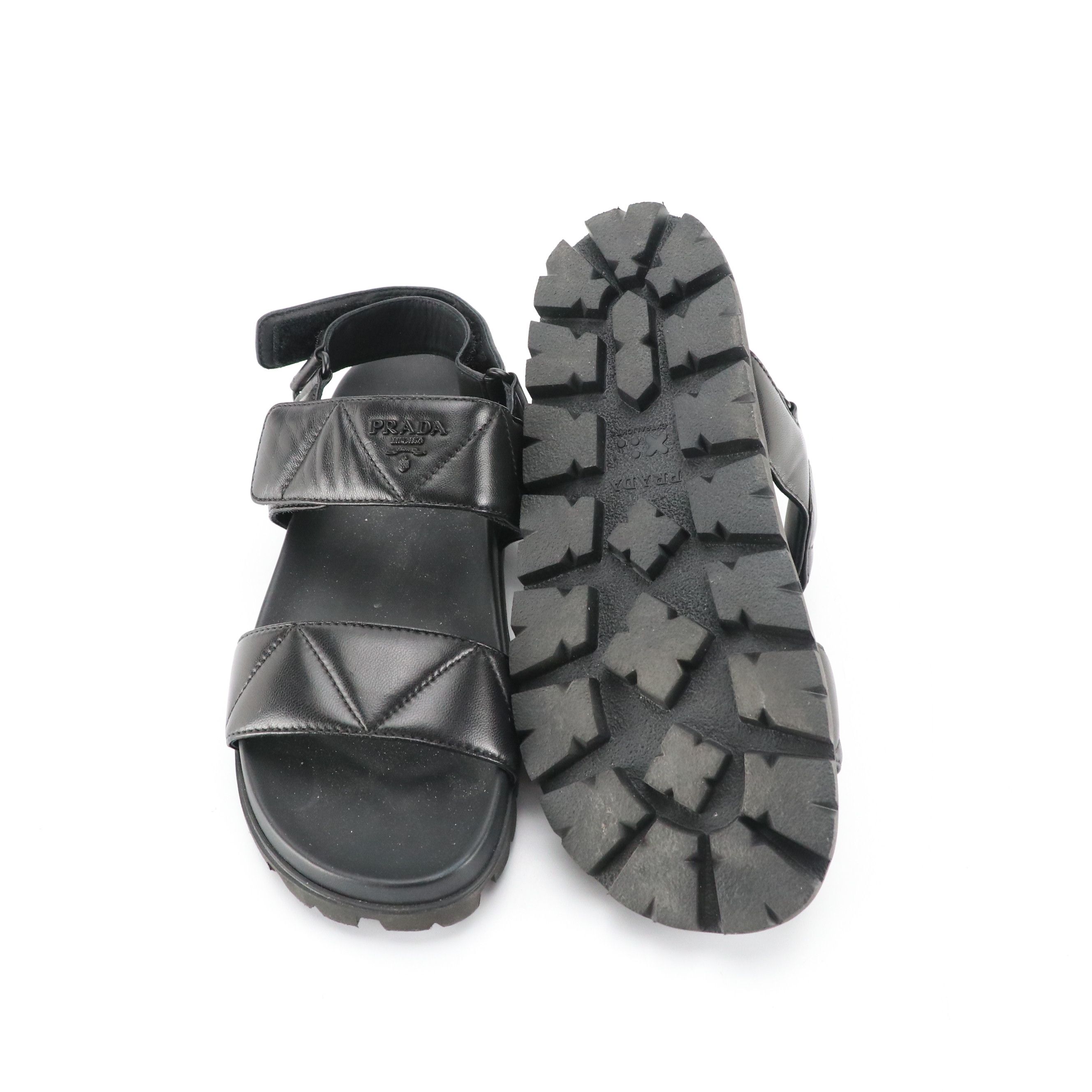 Prada Sport Black Leather Sandals