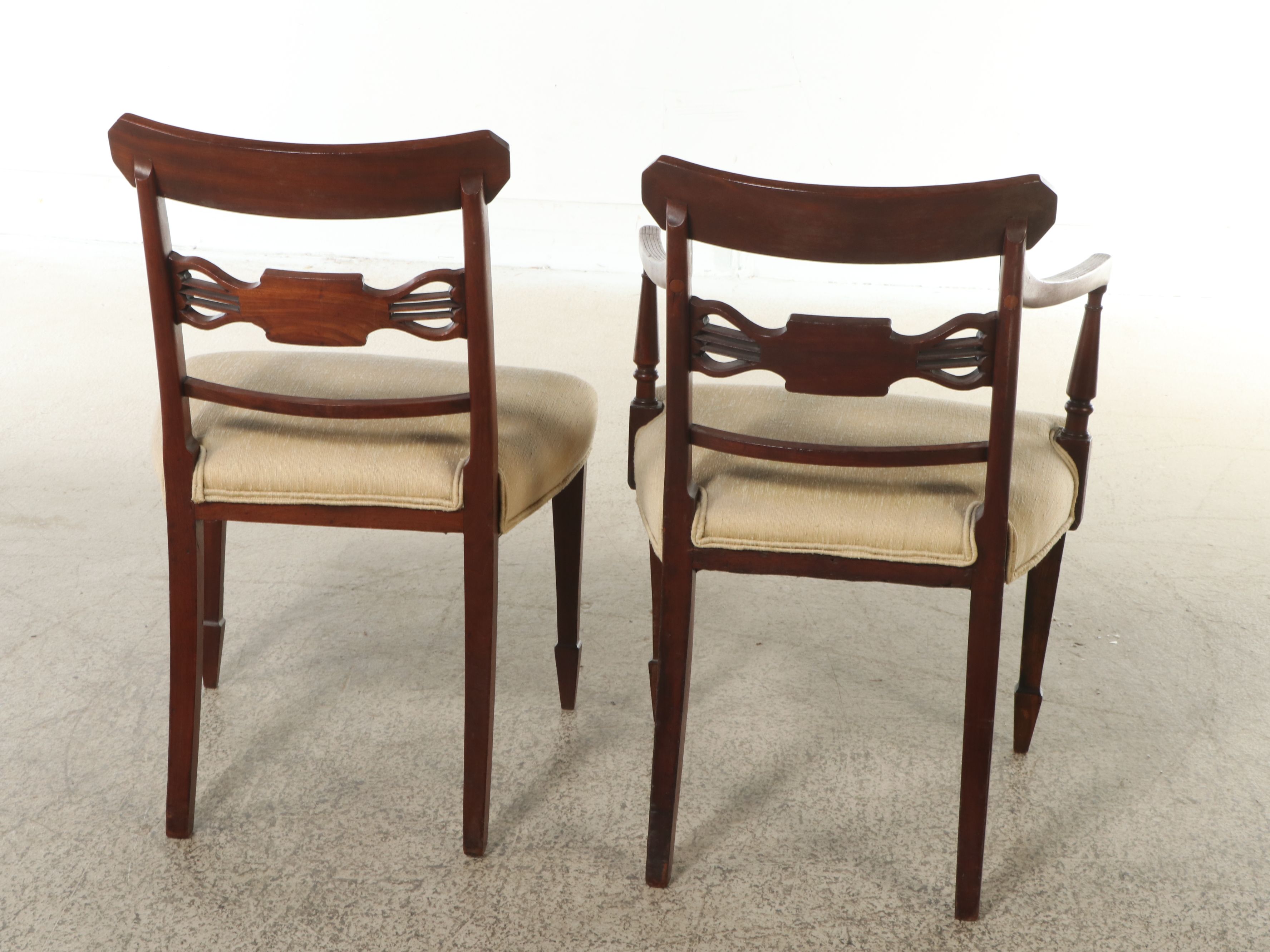 Regency Style Tilt-Top Breakfast Table with String Inlay and Coordinating Chairs