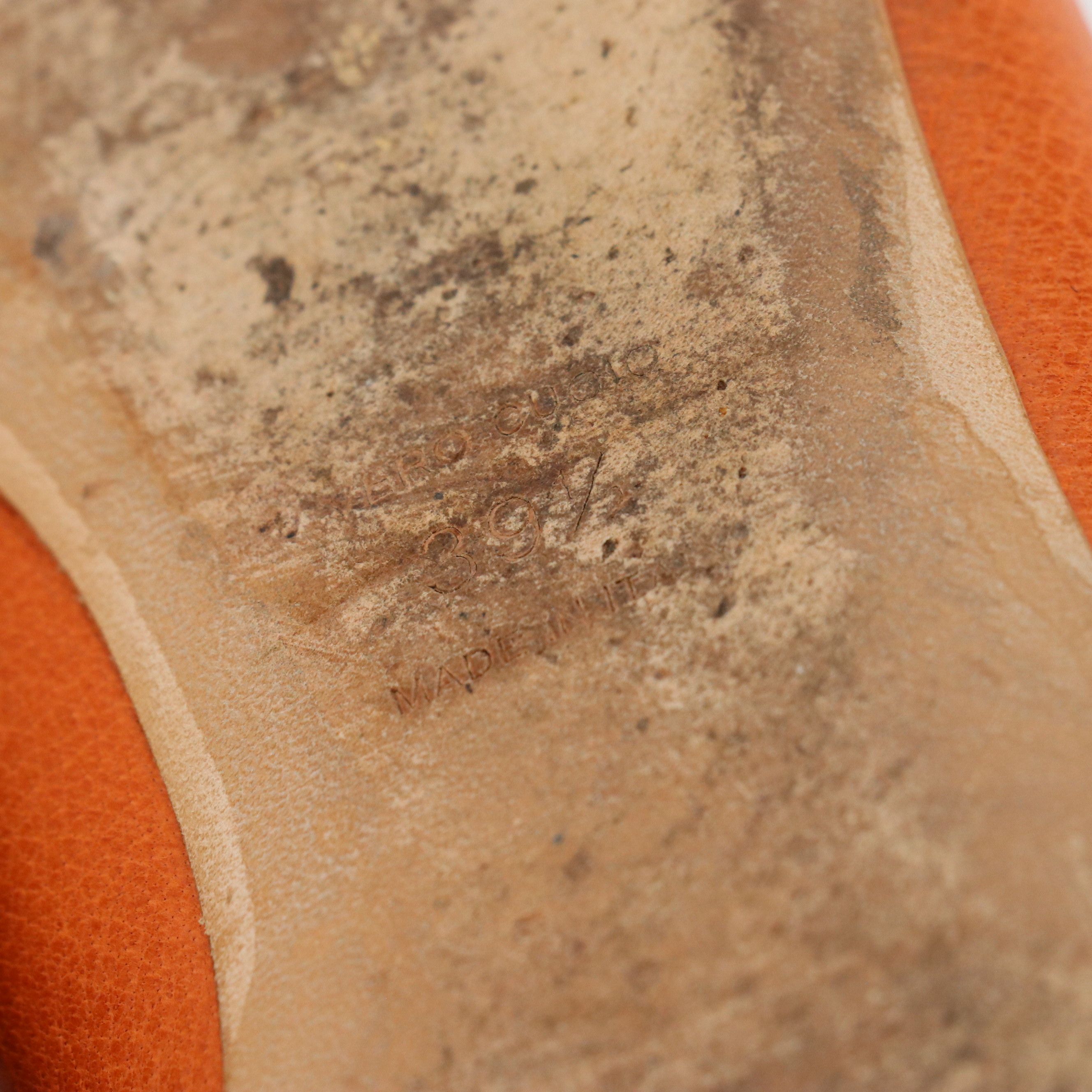 Prada Crystal Embellished Leather Flats with Stitching Detail/Tiger Eye Cabochon