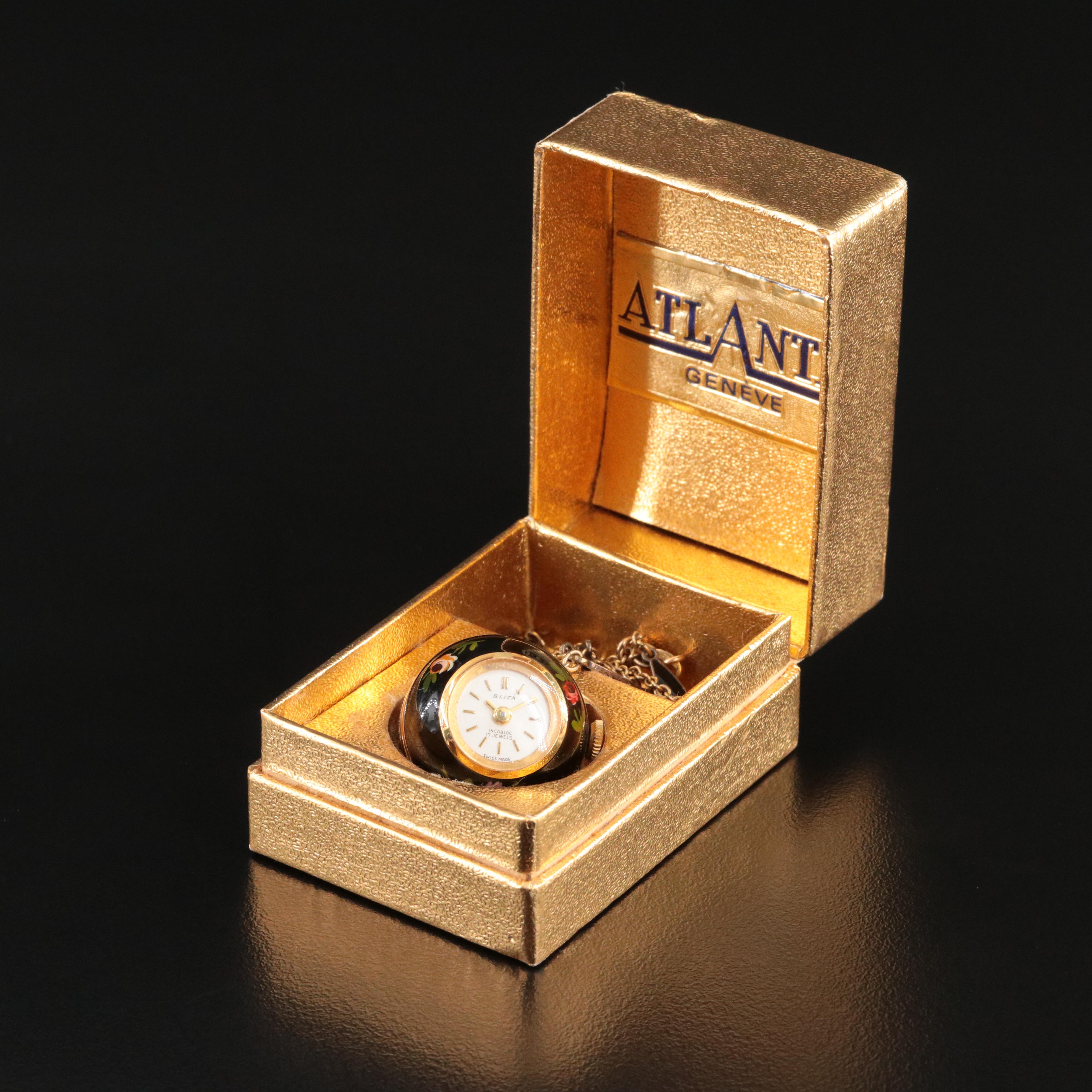 Blita Floral Enamel Vintage Pendant Watch