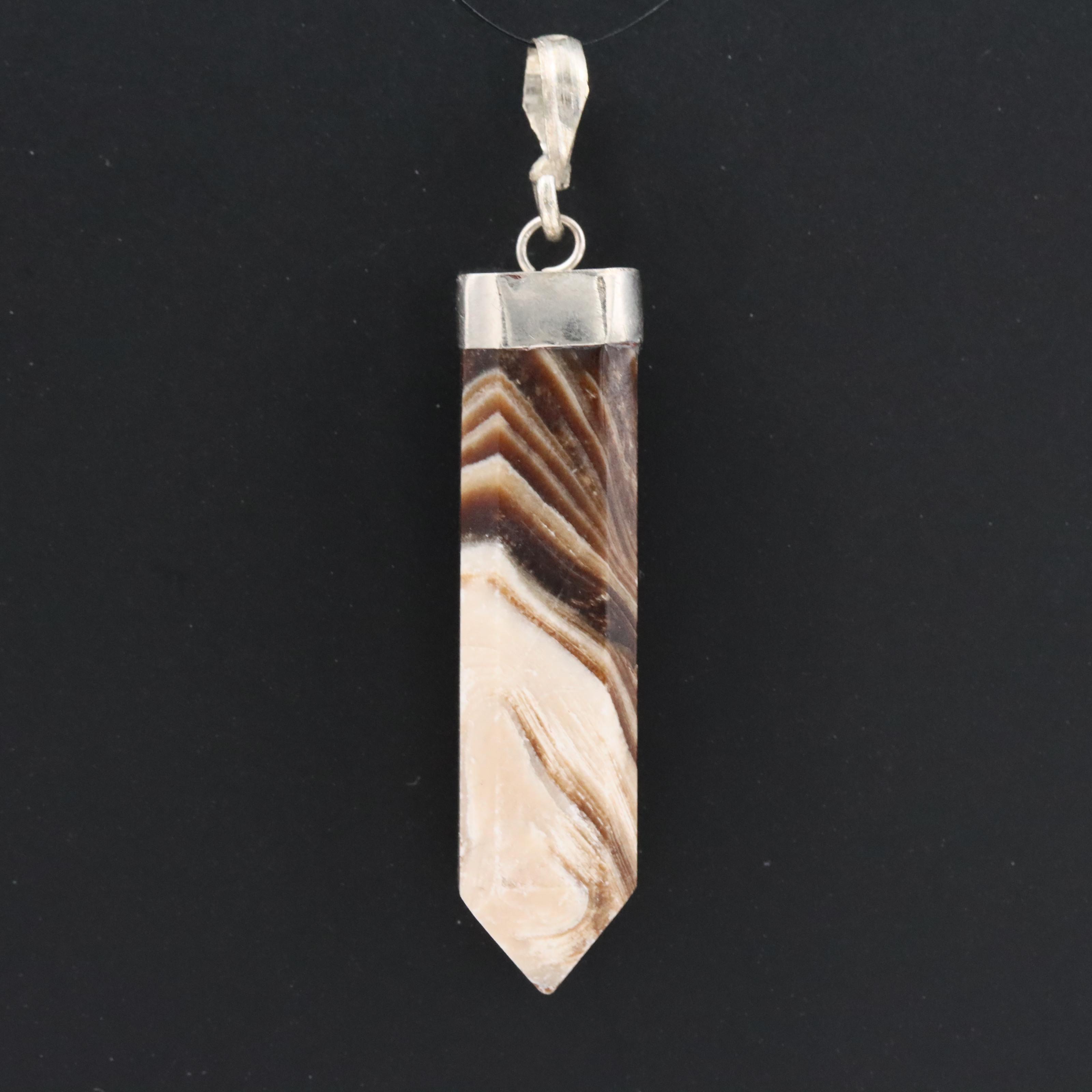 Sterling Calcite Point Pendant