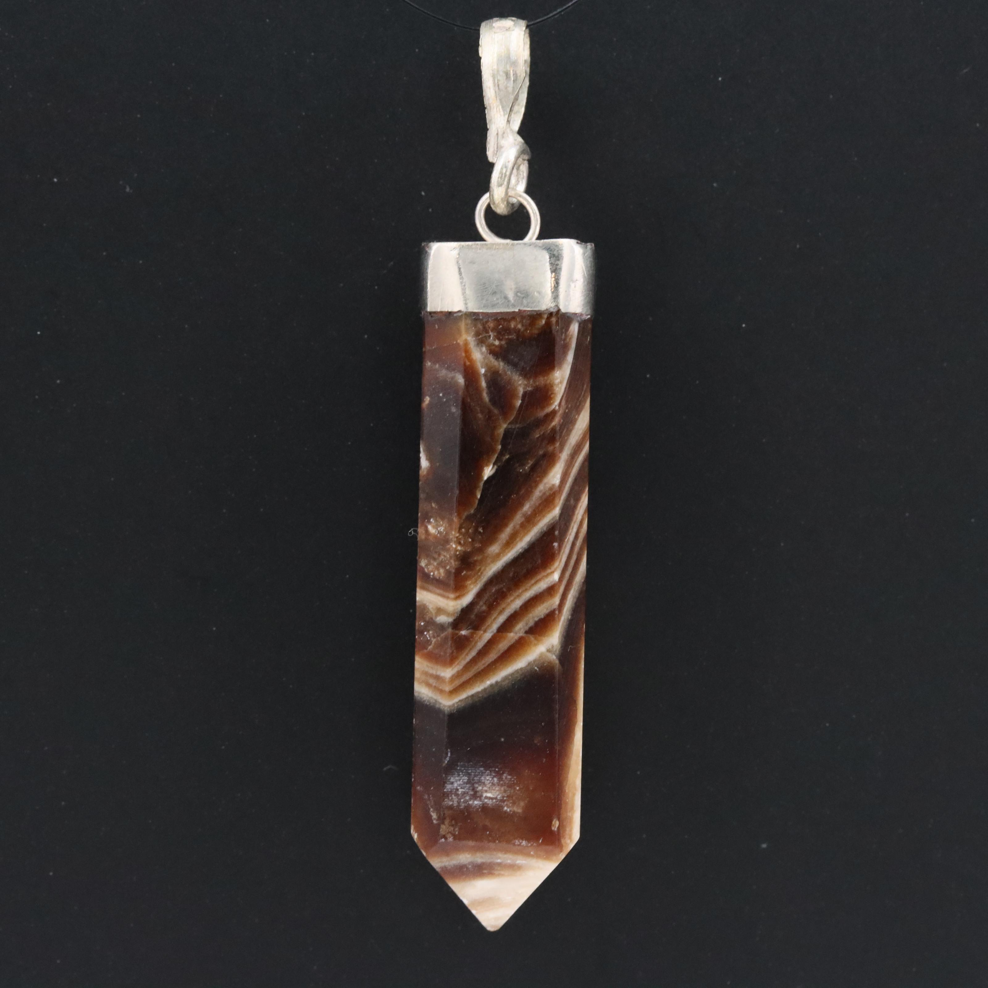 Sterling Calcite Point Pendant