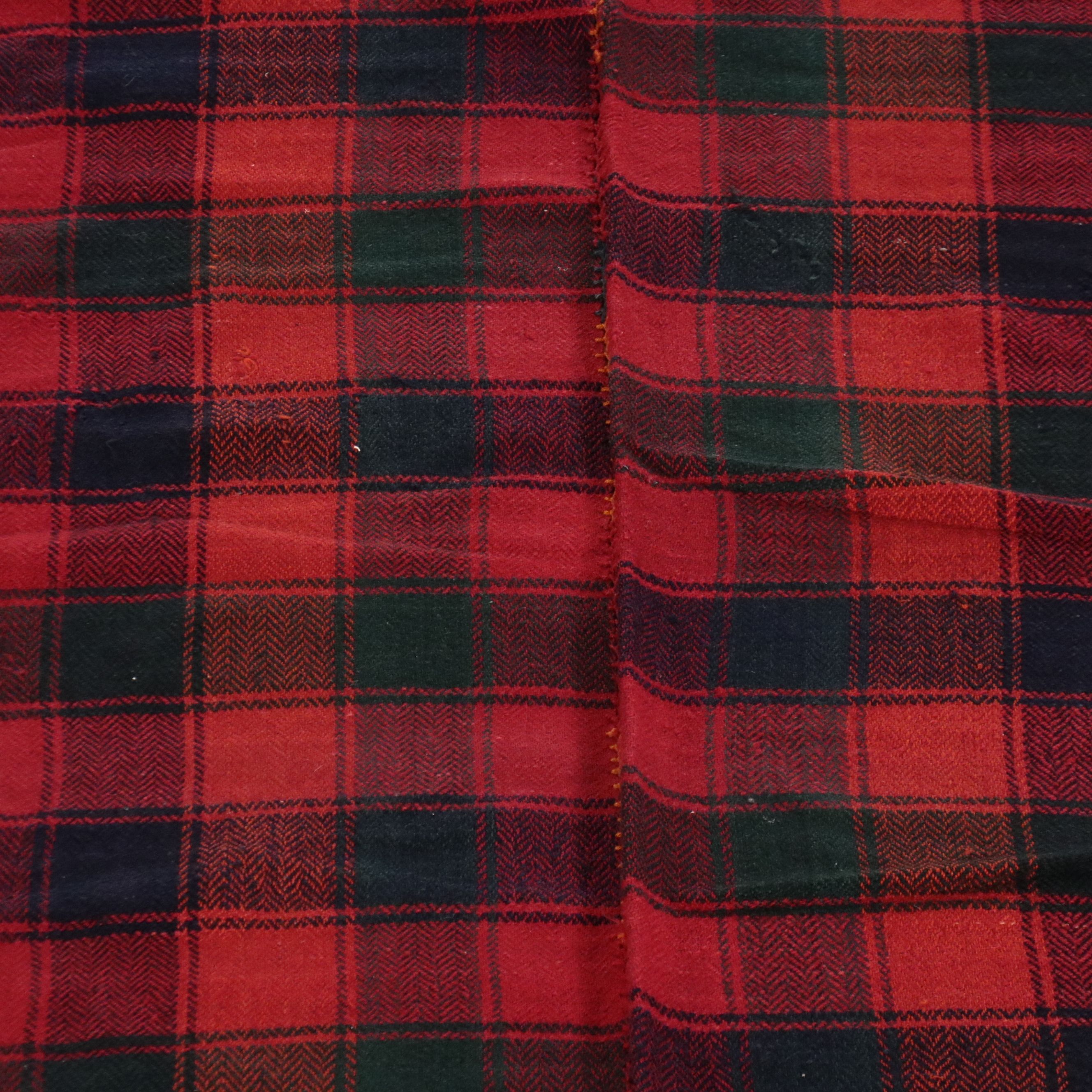 5'11 x 6'5 Handwoven Twill Weave Buffalo Check Panel Throw or Rug