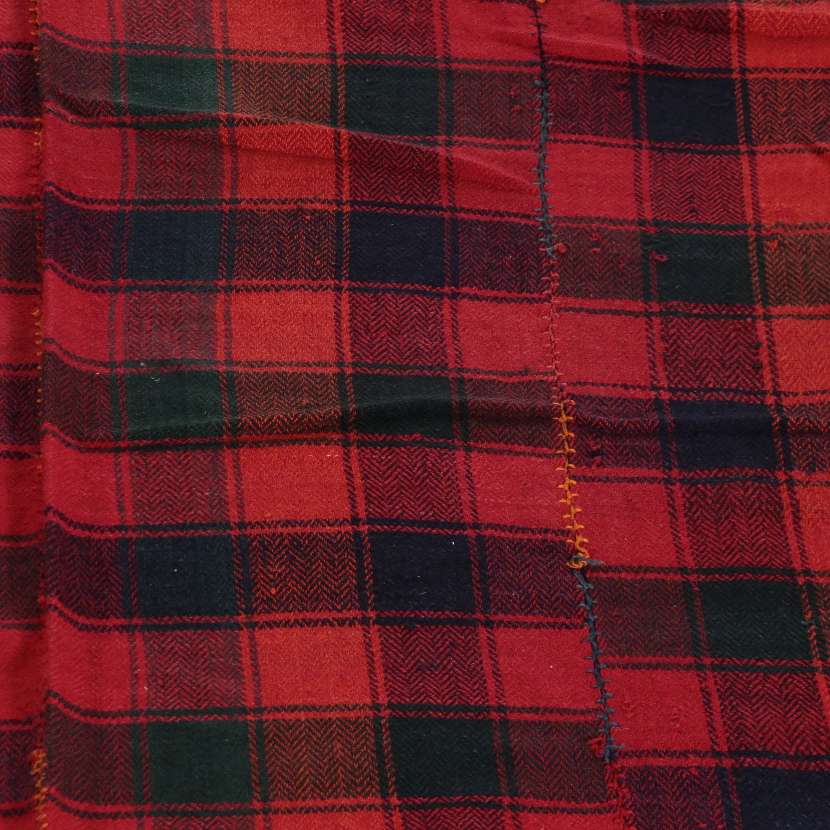 5'11 x 6'5 Handwoven Twill Weave Buffalo Check Panel Throw or Rug