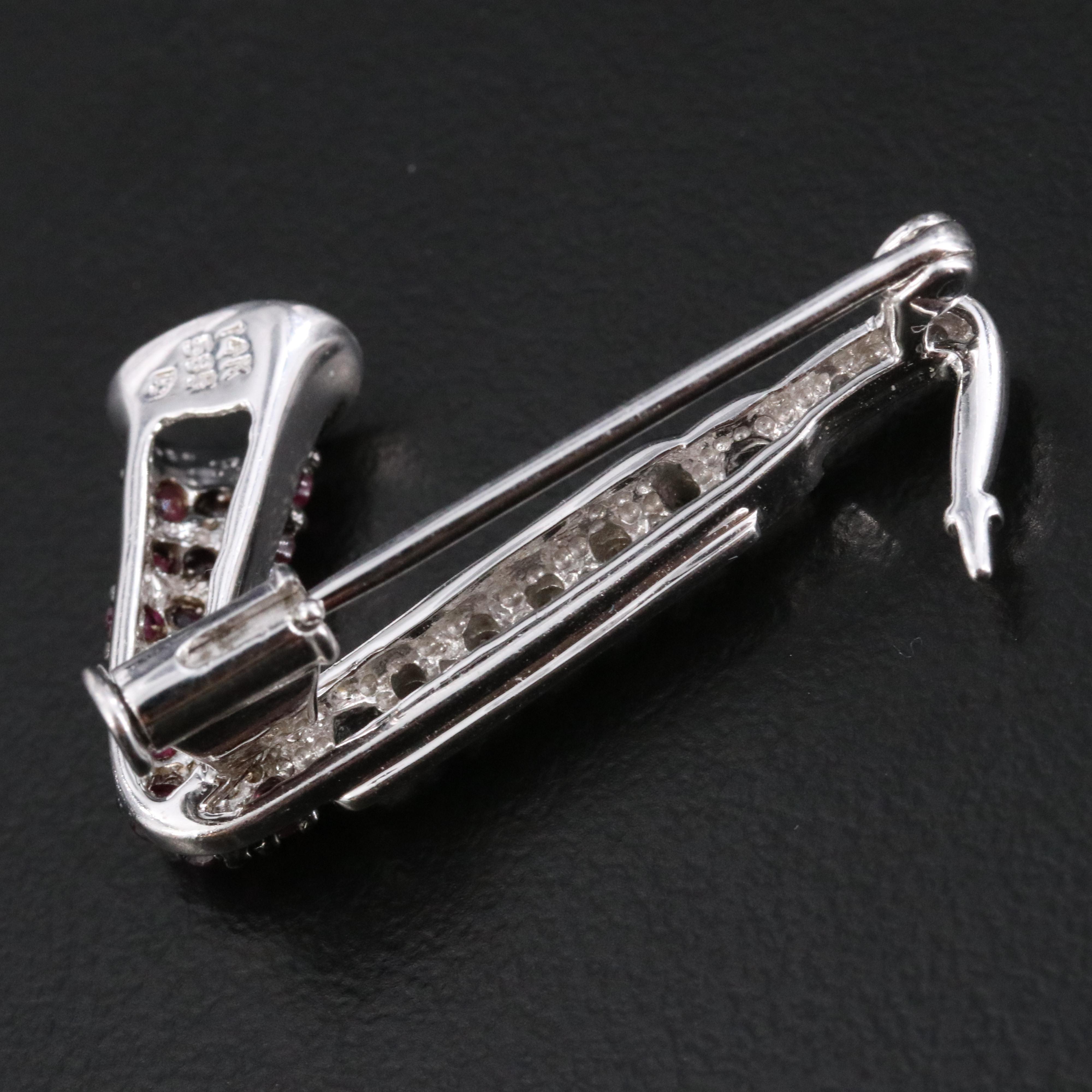 14K Diamond and Ruby Saxophone Brooch