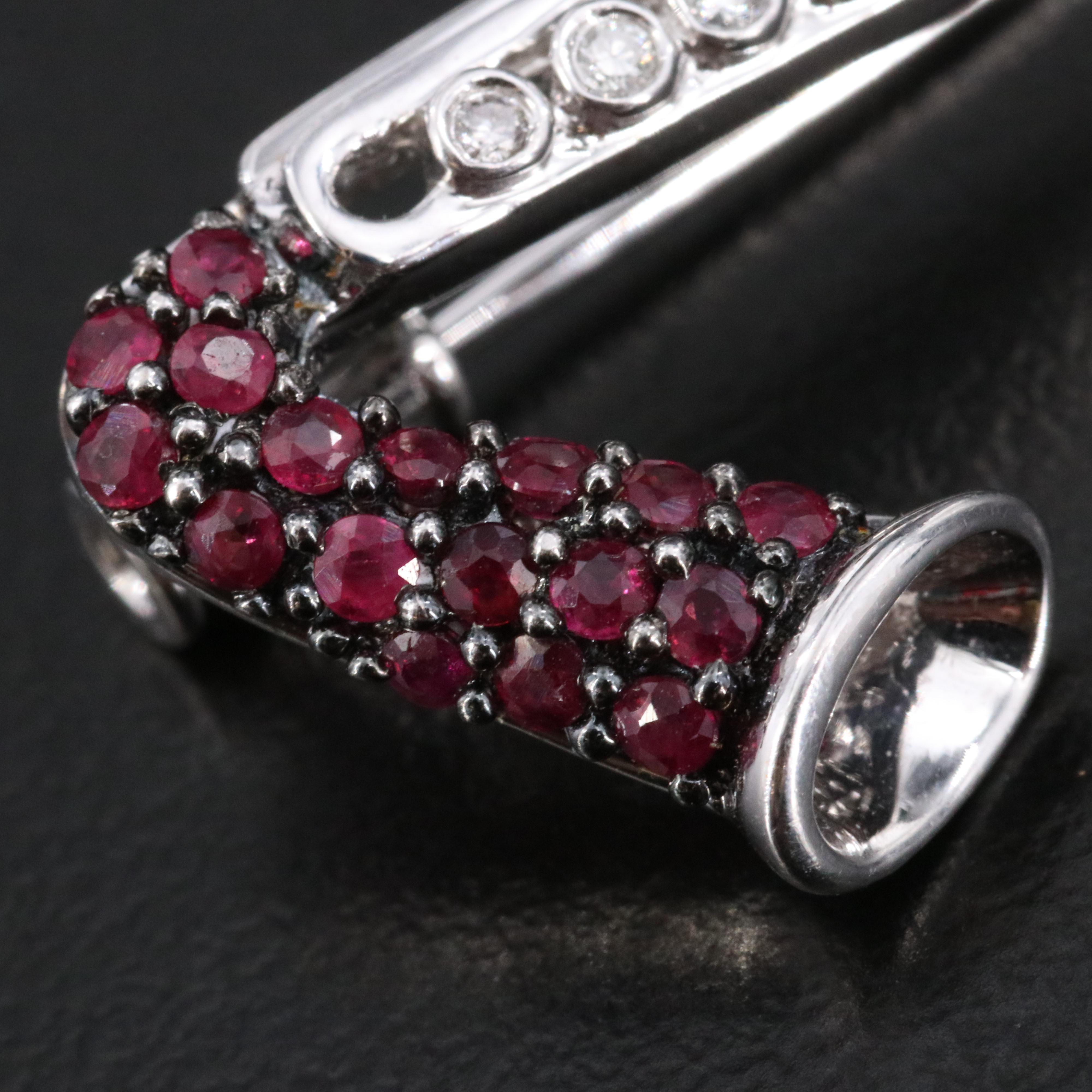 14K Diamond and Ruby Saxophone Brooch