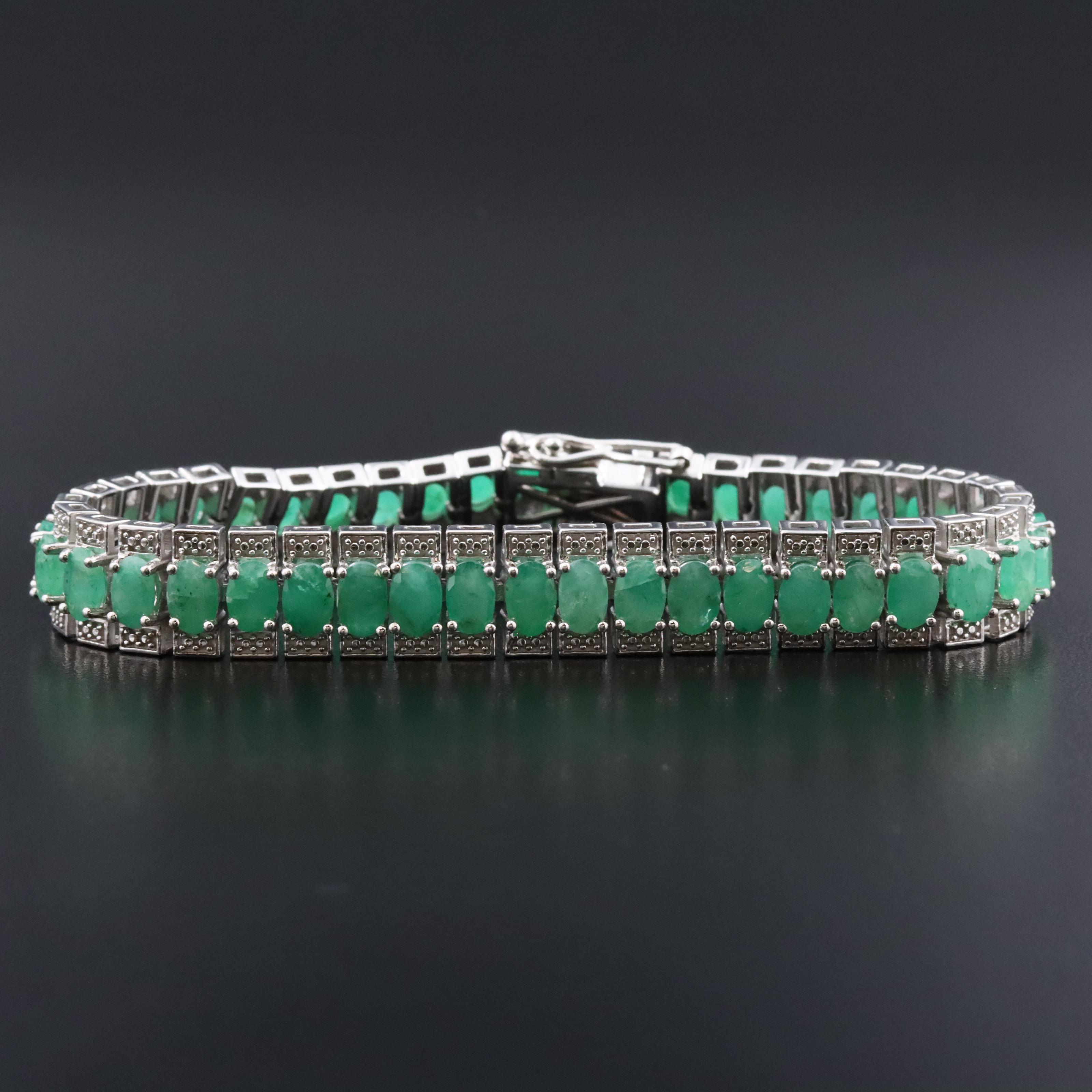 Sterling Emerald Panel Bracelet