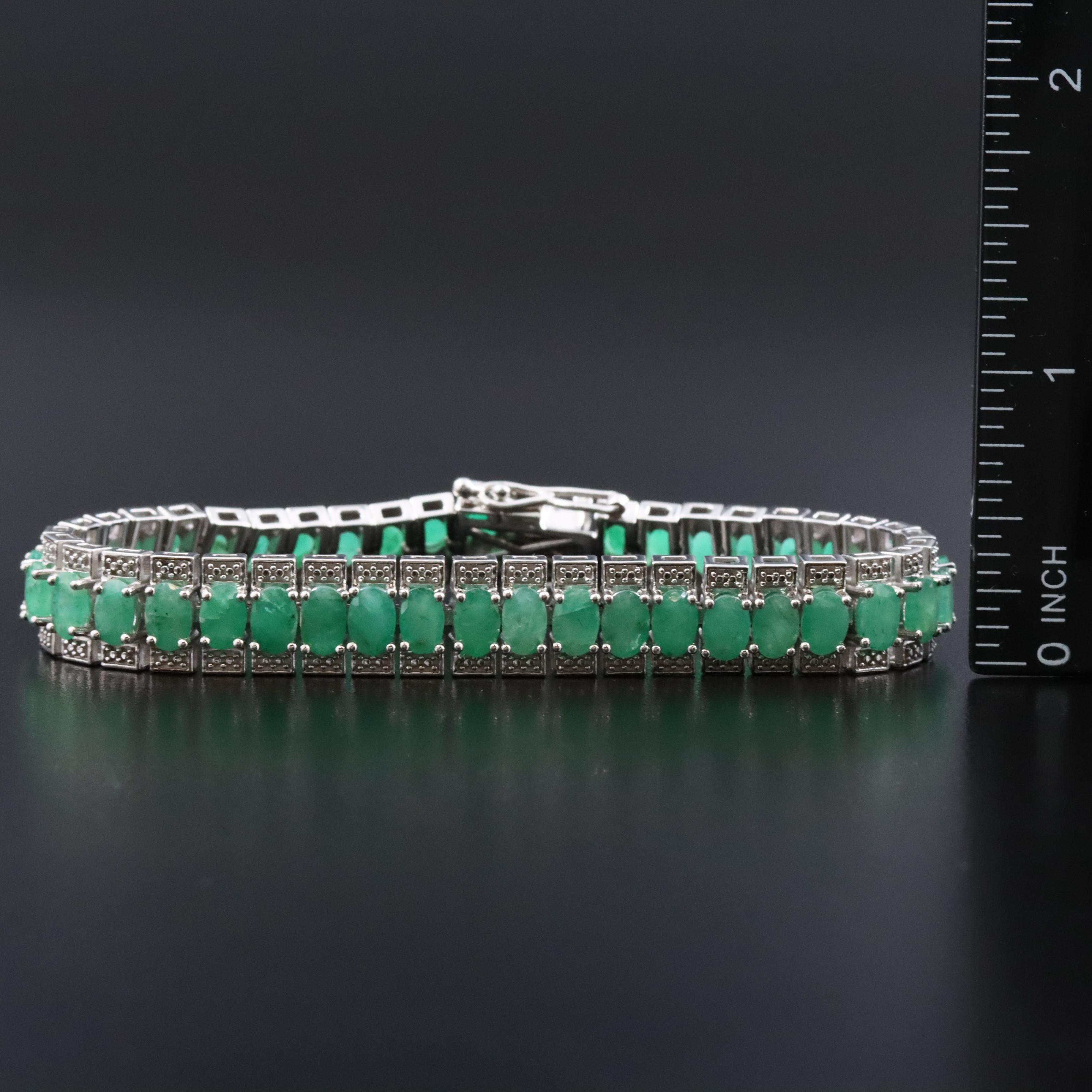 Sterling Emerald Panel Bracelet