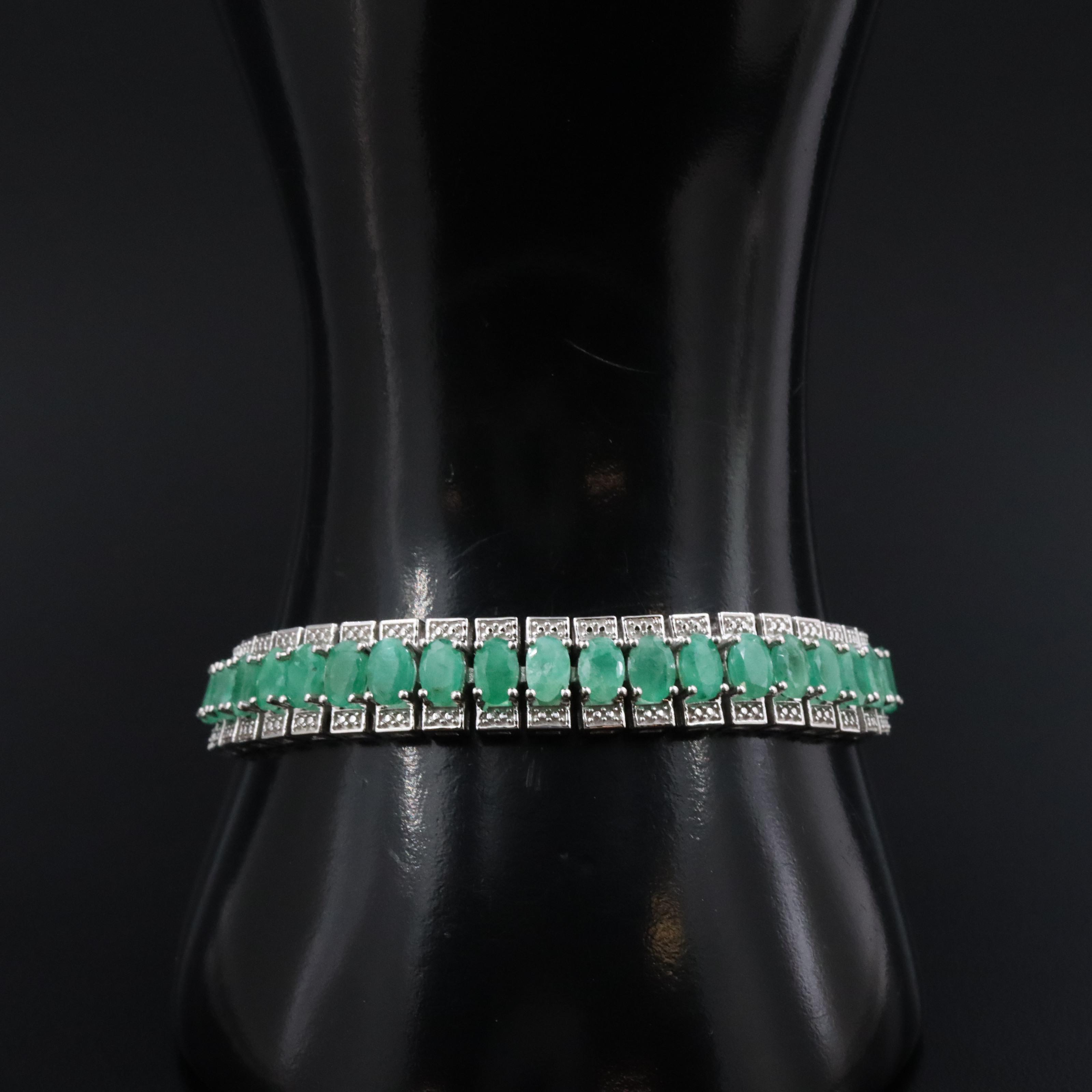 Sterling Emerald Panel Bracelet