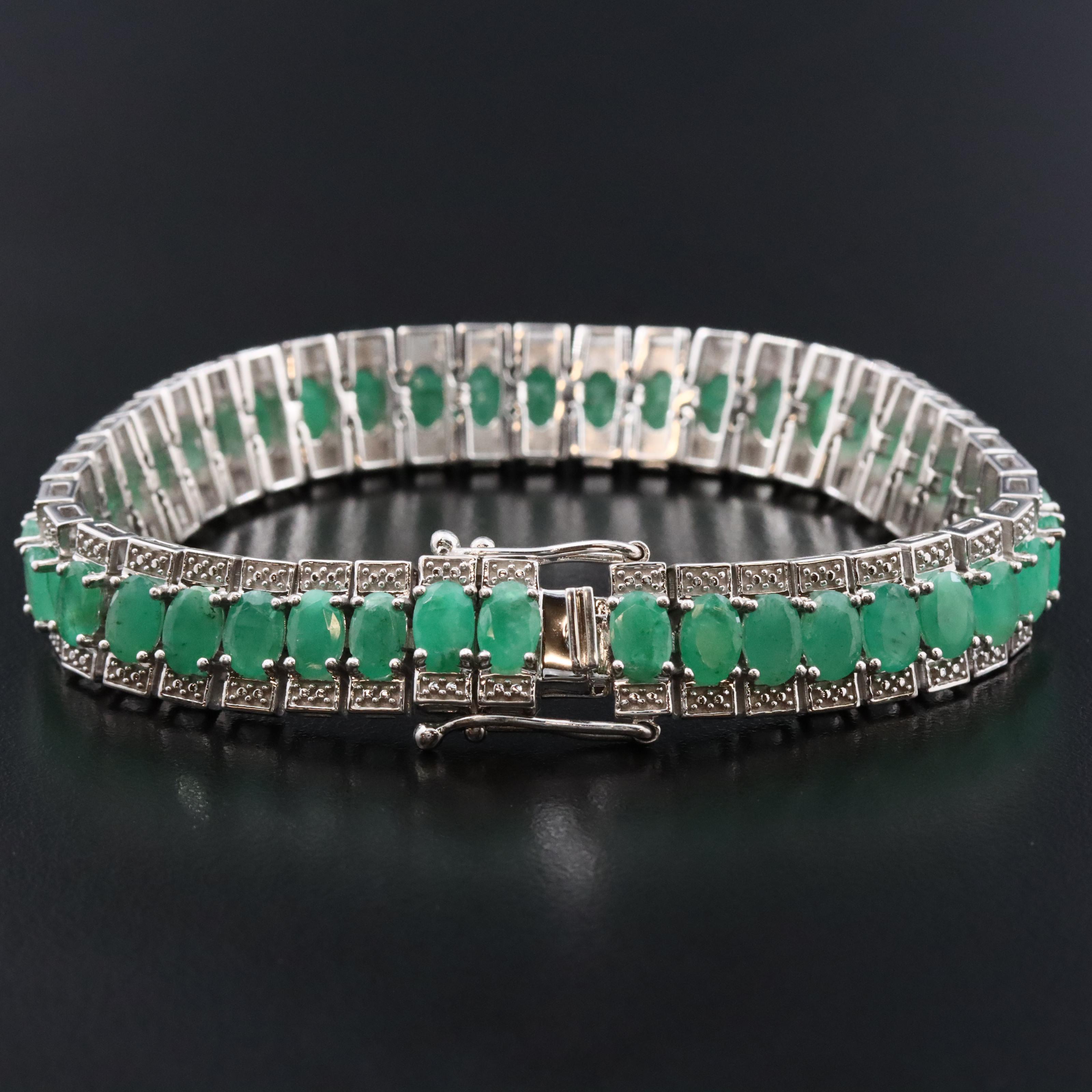 Sterling Emerald Panel Bracelet