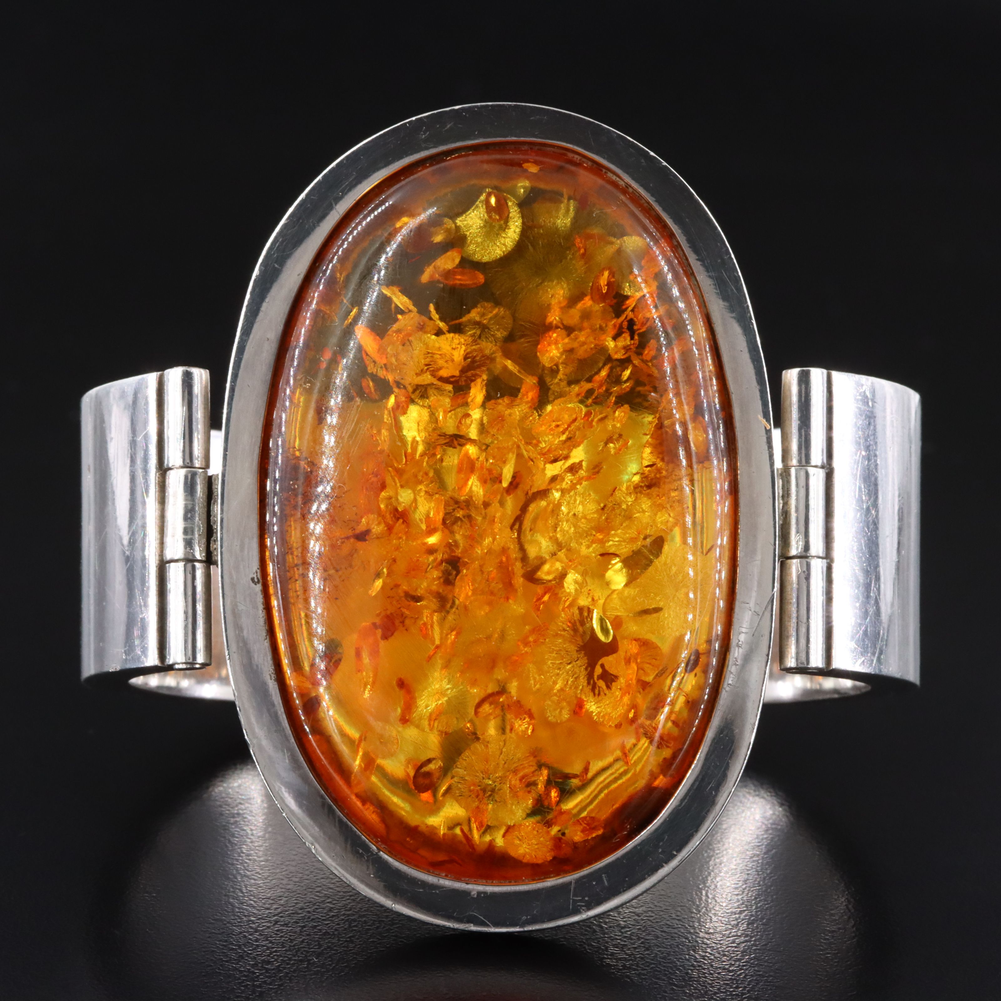Modernist Sterling Amber Bracelet
