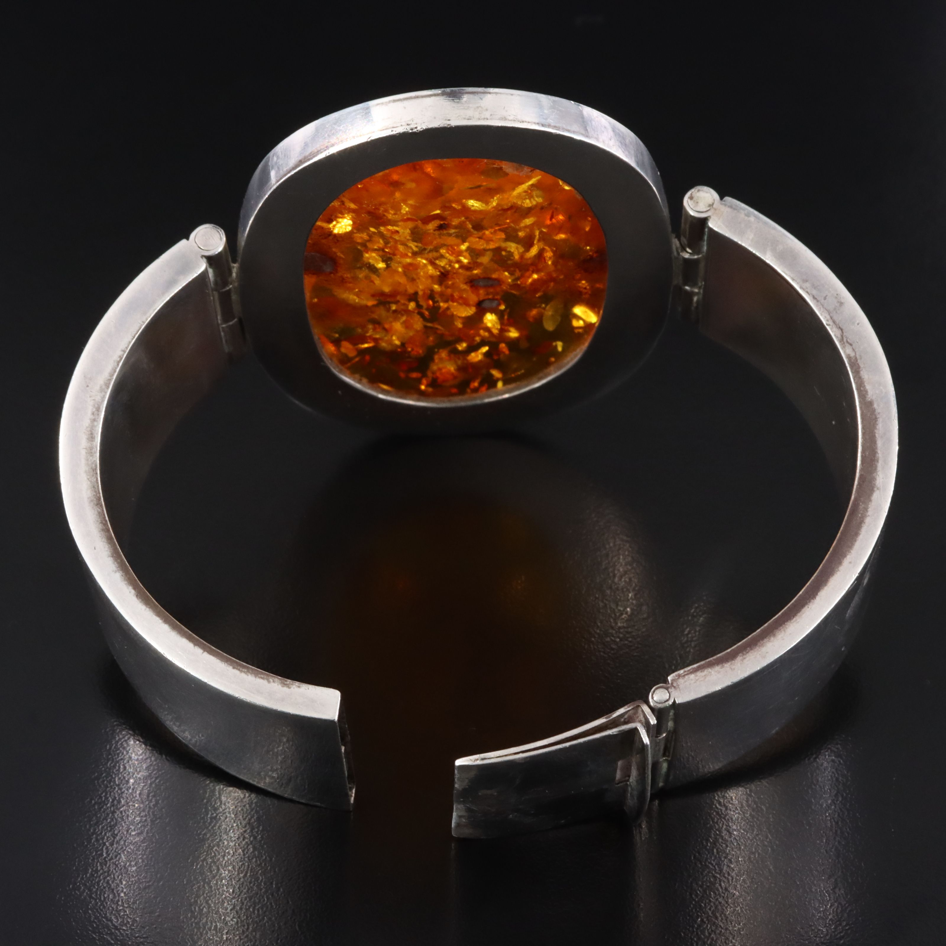 Modernist Sterling Amber Bracelet