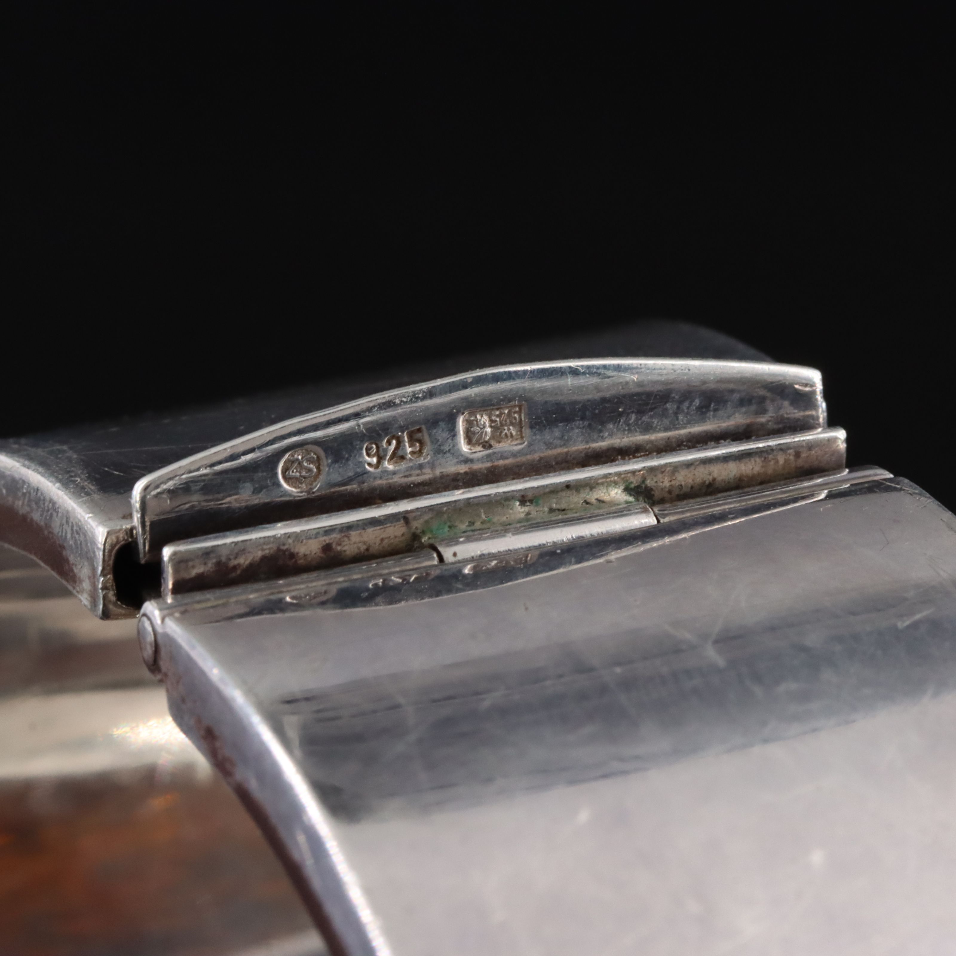 Modernist Sterling Amber Bracelet