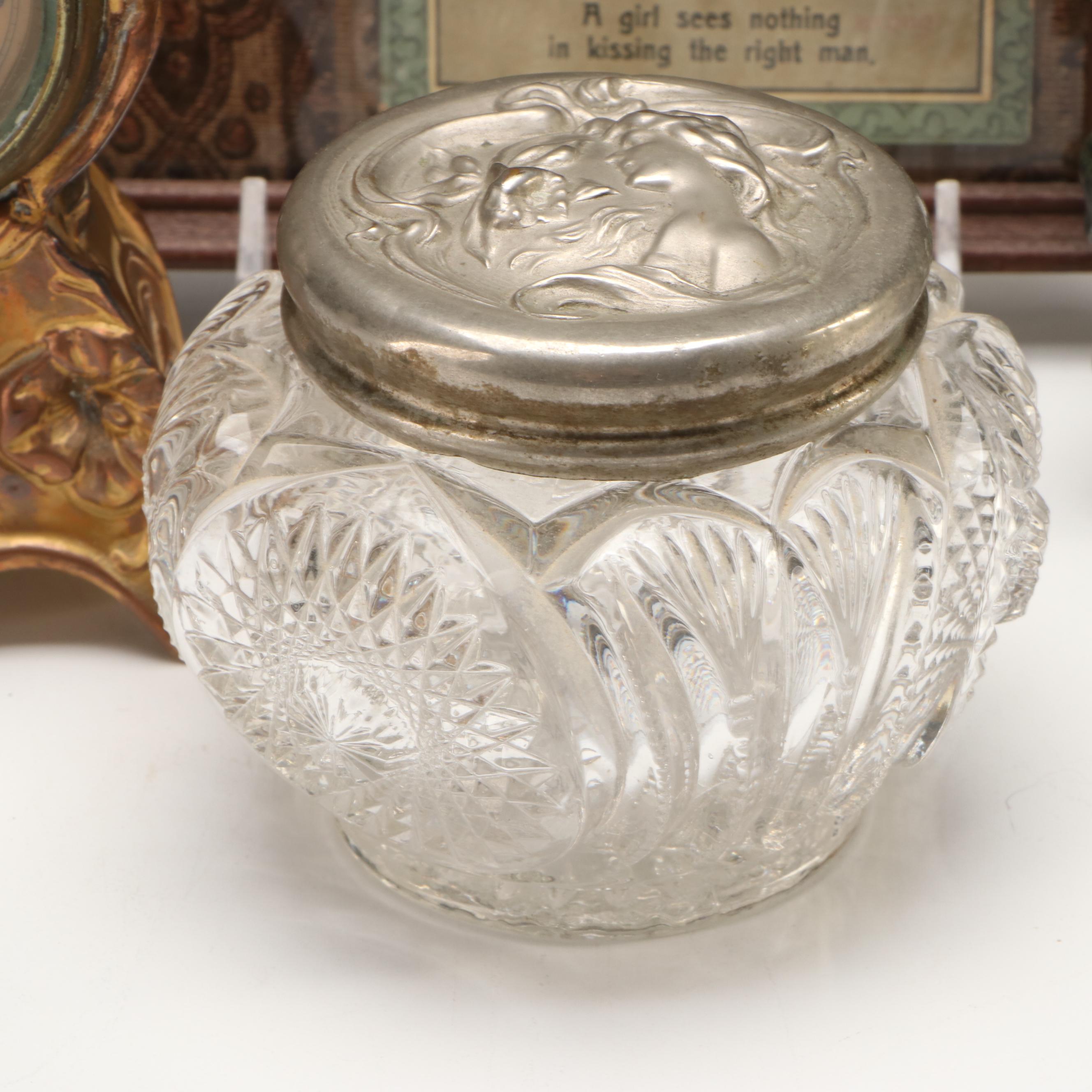 Baroque Metal Desk Clock with Vanity Mirror and More Décor