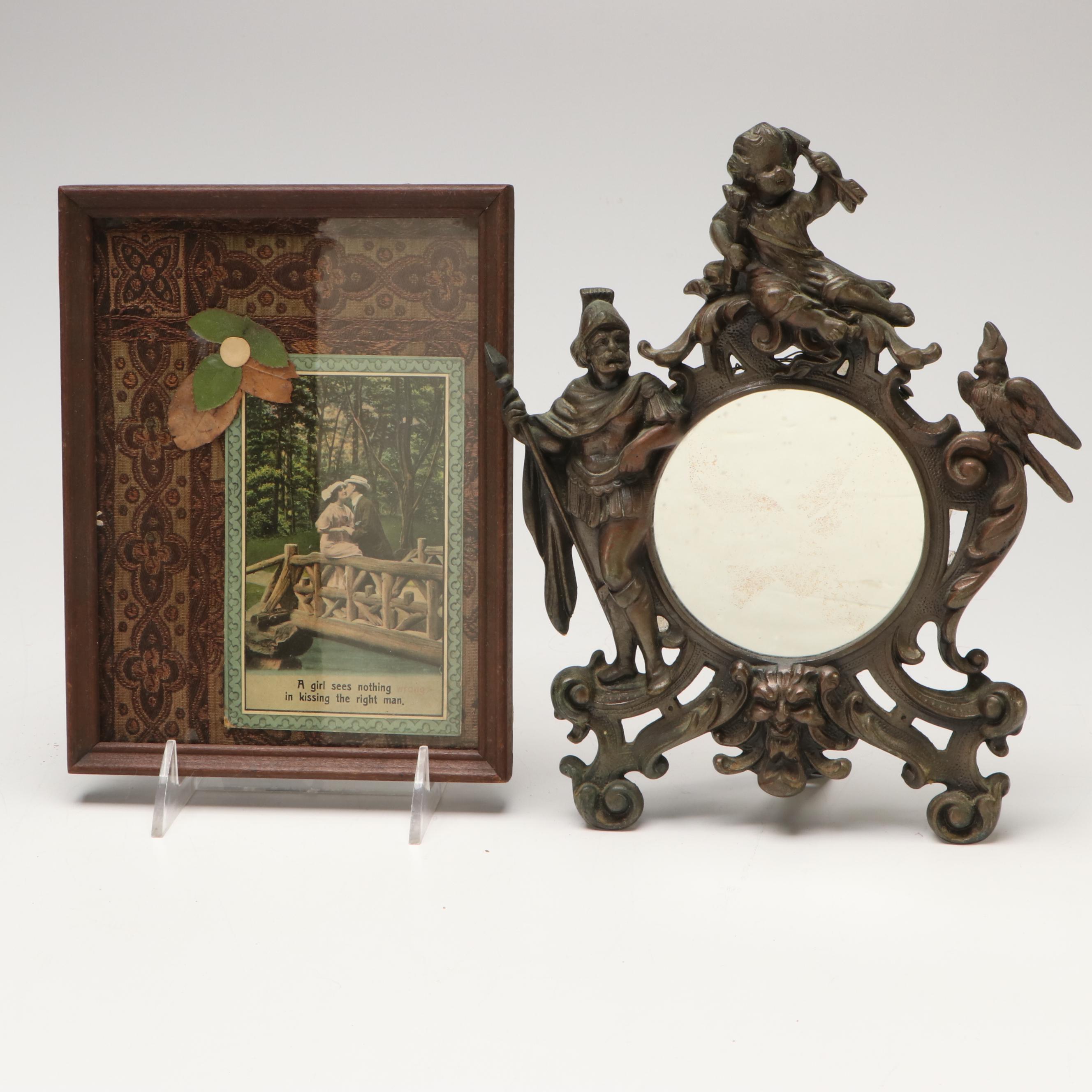 Baroque Metal Desk Clock with Vanity Mirror and More Décor