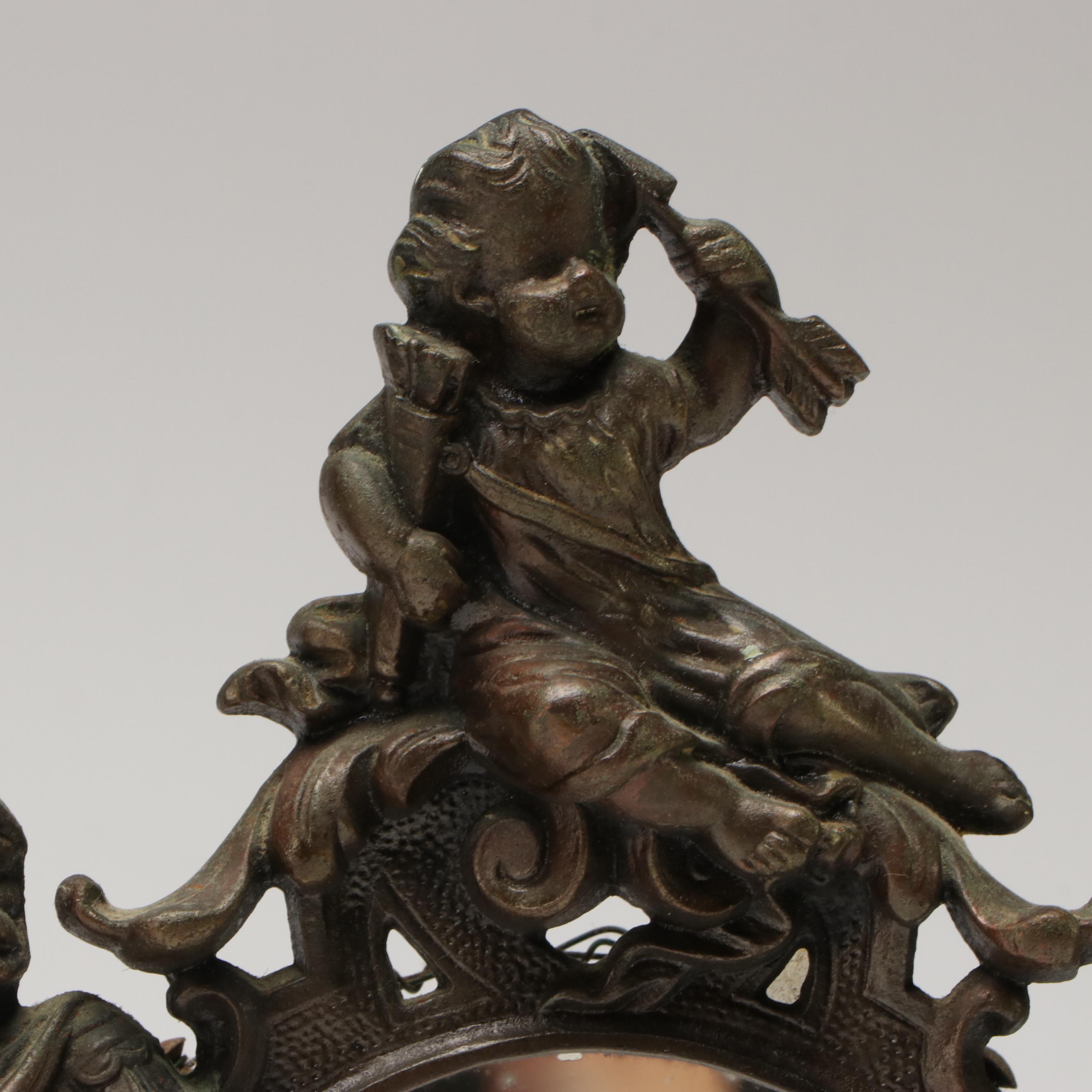 Baroque Metal Desk Clock with Vanity Mirror and More Décor