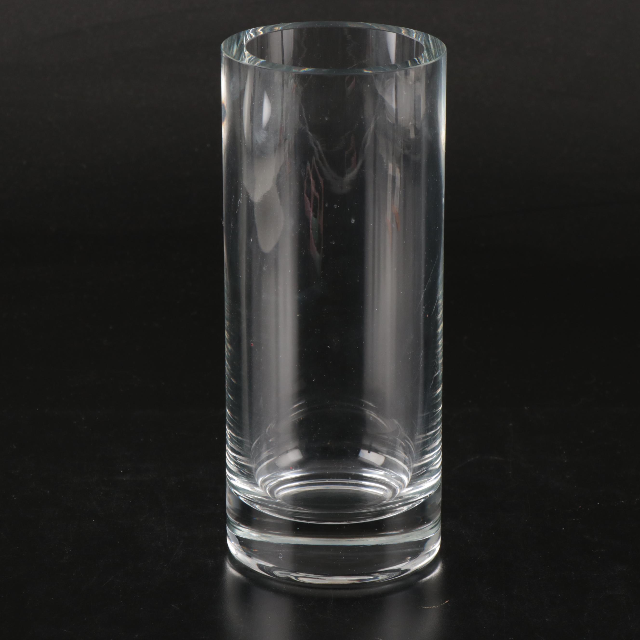 Pair of Contemporary Crystal Cylinder Vases